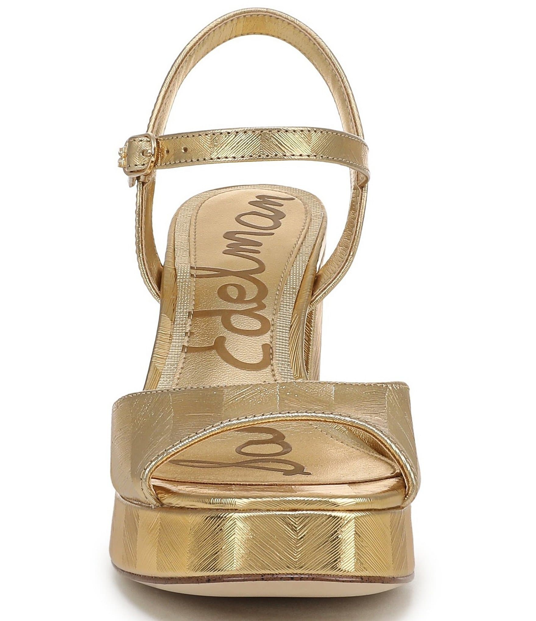 Sam Edelman Fleur Striped Metallic Leather Ankle Strap Platform Dress Sandals