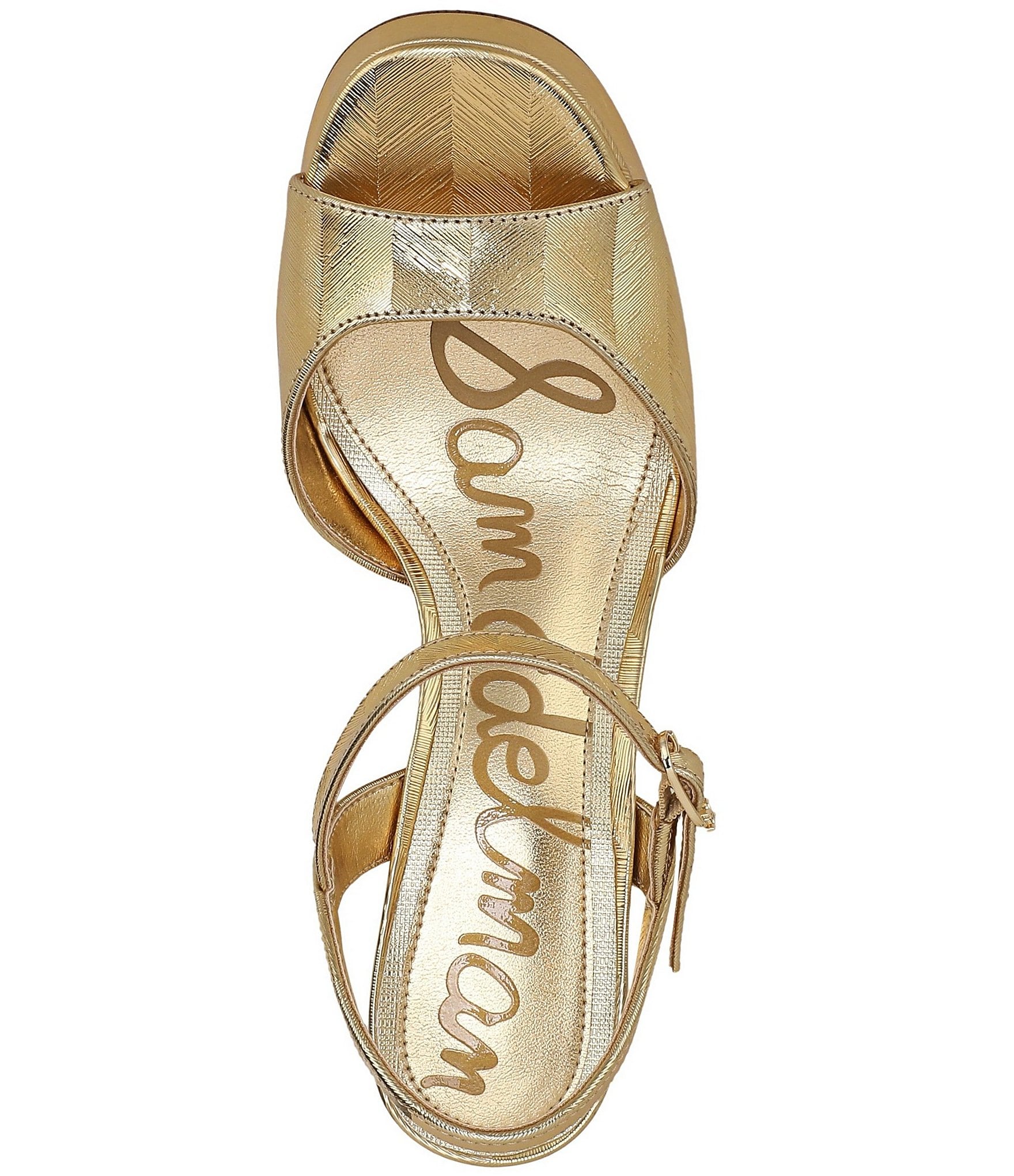 Sam Edelman Fleur Striped Metallic Leather Ankle Strap Platform Dress Sandals