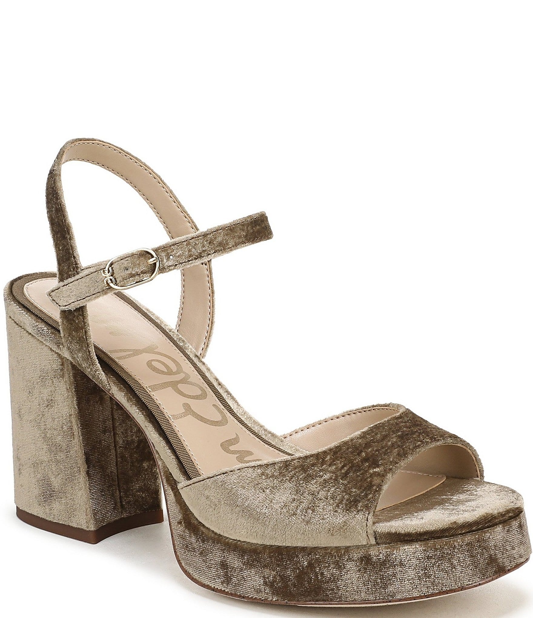 Sam Edelman Fleur Velvet Ankle Strap Platform Dress Sandals