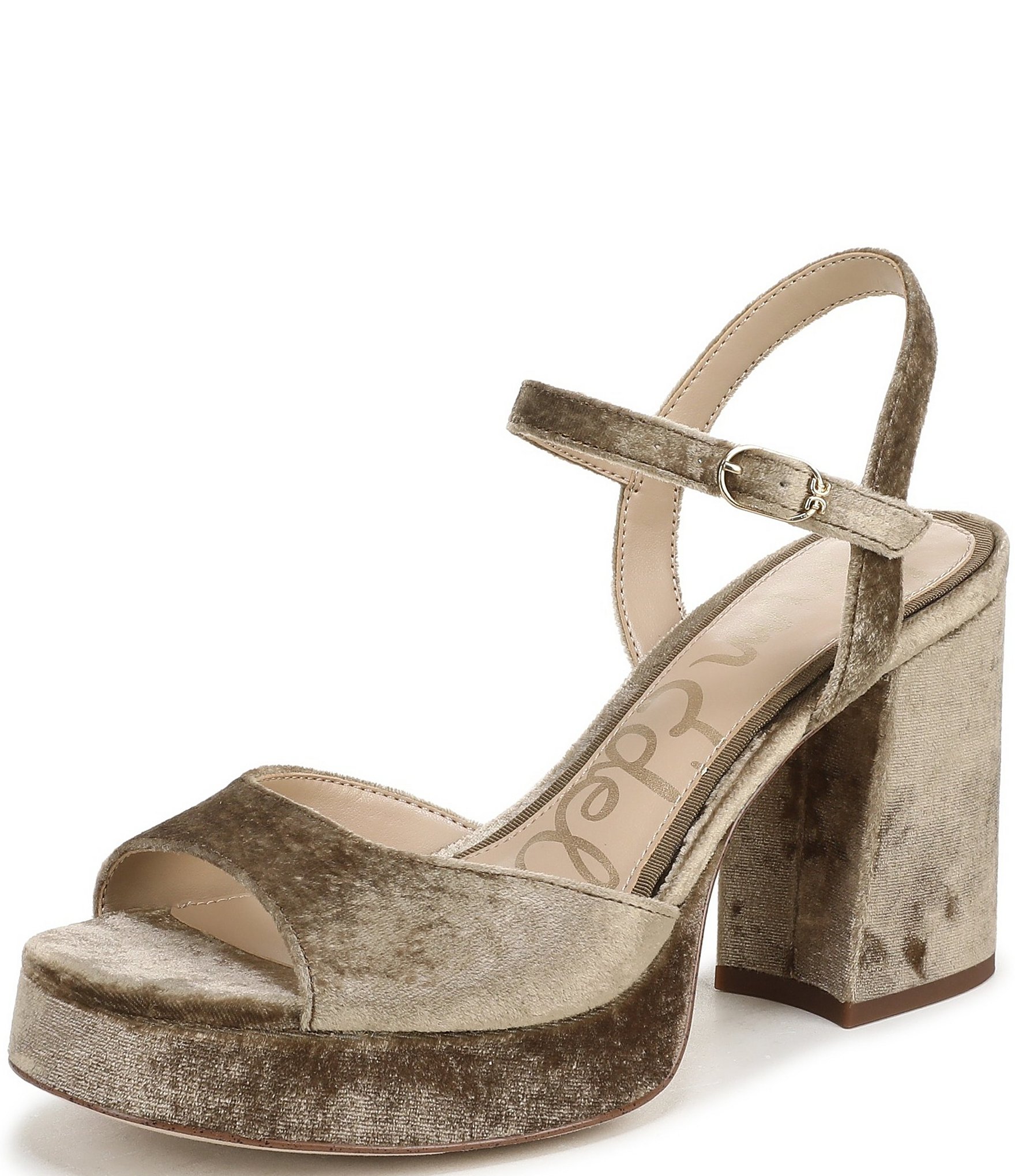 Sam Edelman Fleur Velvet Ankle Strap Platform Dress Sandals