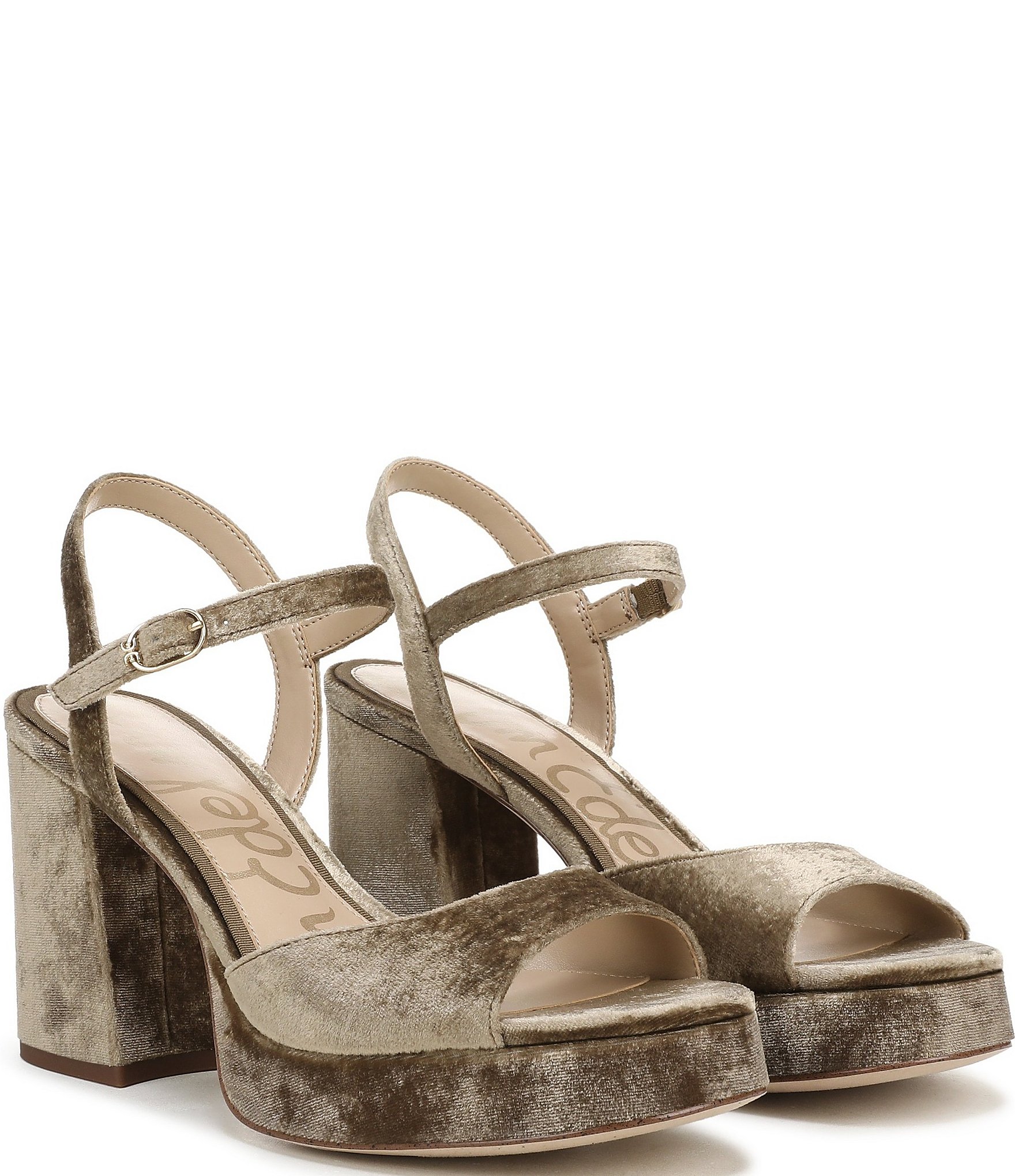 Sam Edelman Fleur Velvet Ankle Strap Platform Dress Sandals