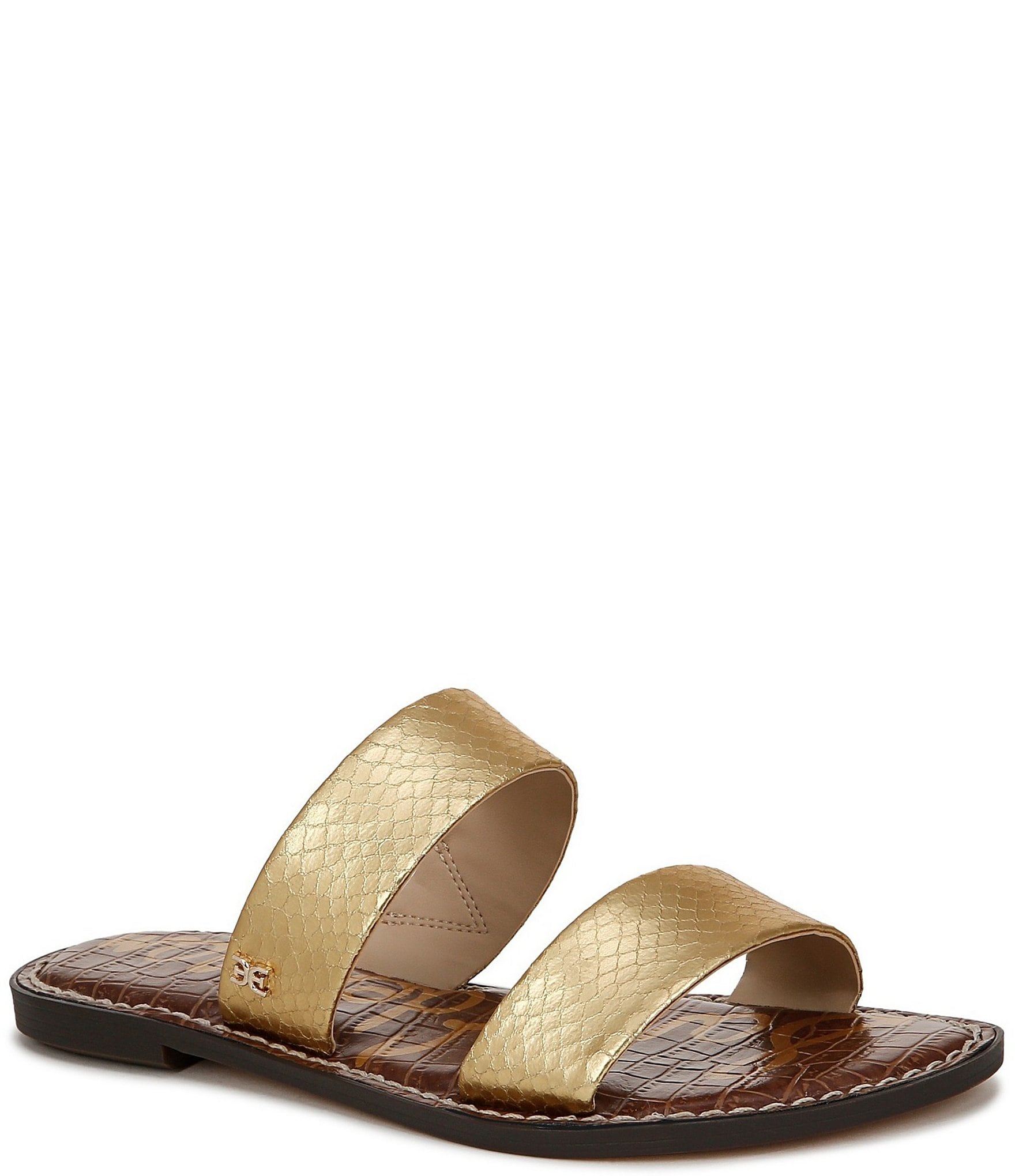 Sam Edelman Gala Metallic Snake Embossed Double Banded Slide