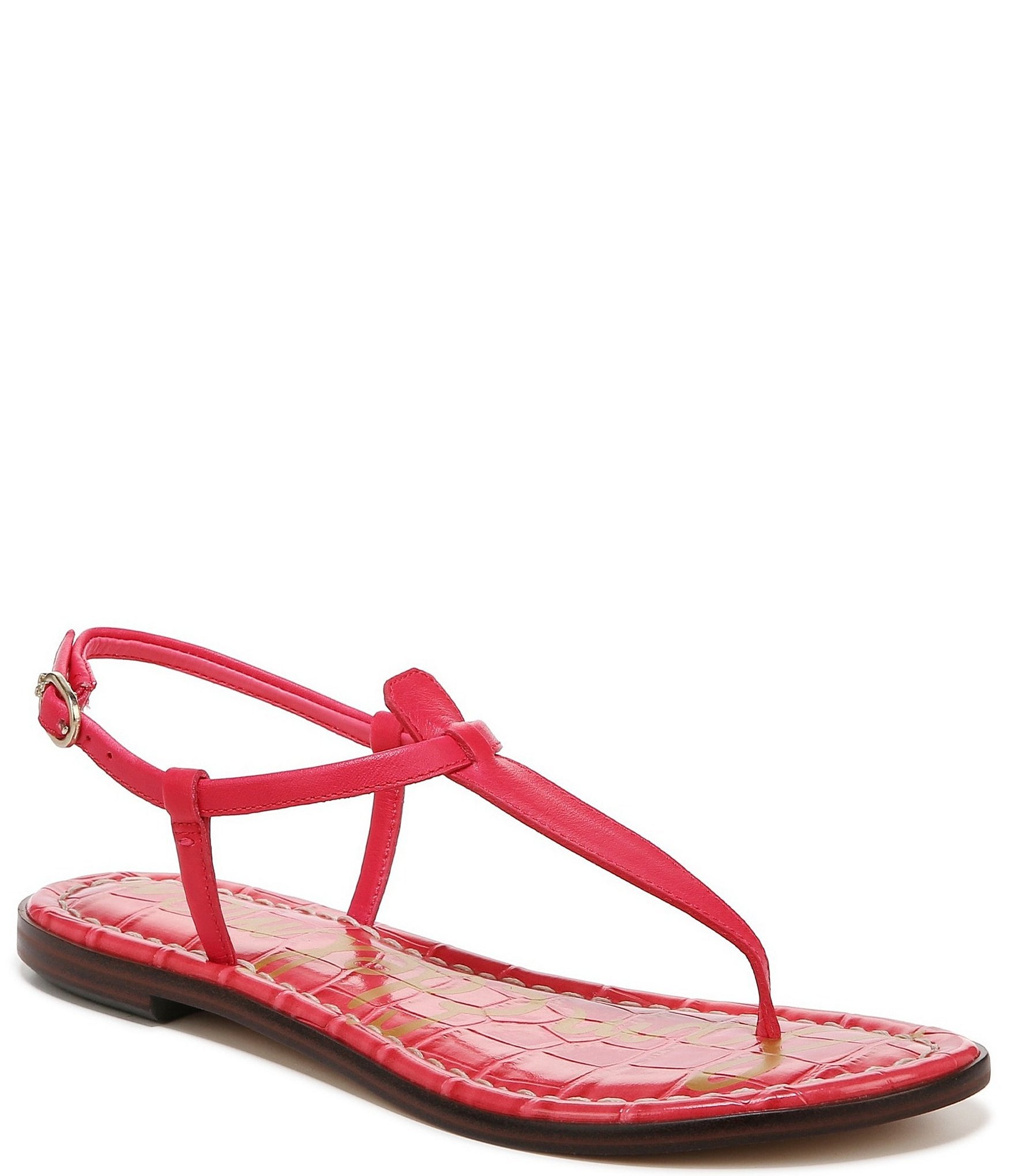 Sam Edelman Gigi Leather Flat T-Strap Sandals | Dillard's