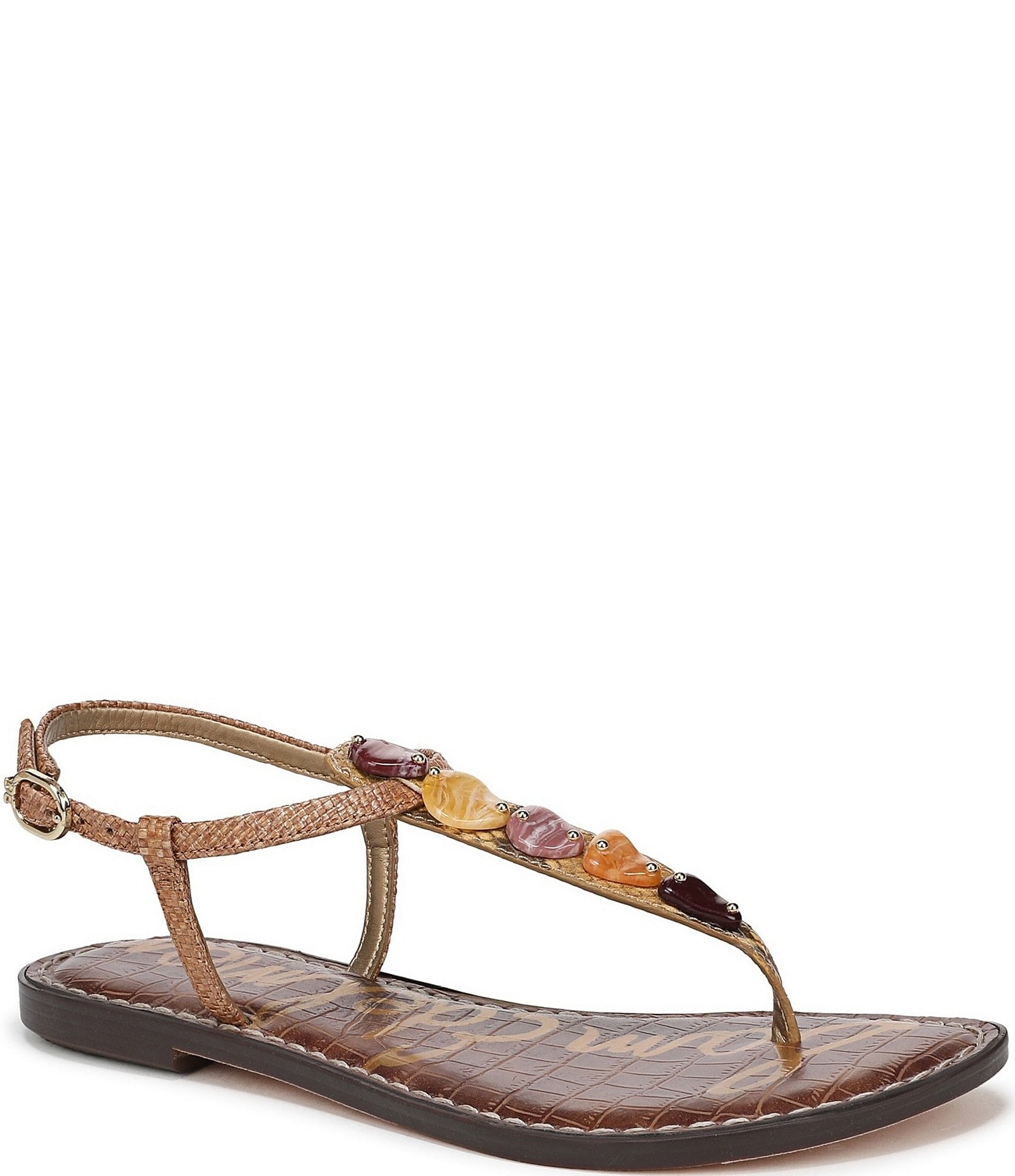 SALE!Sam Edelman♪レア★US7.5 GiGiサンダル Sam Edelman Gigi Stone Embellished Raffia T-Strap Flat