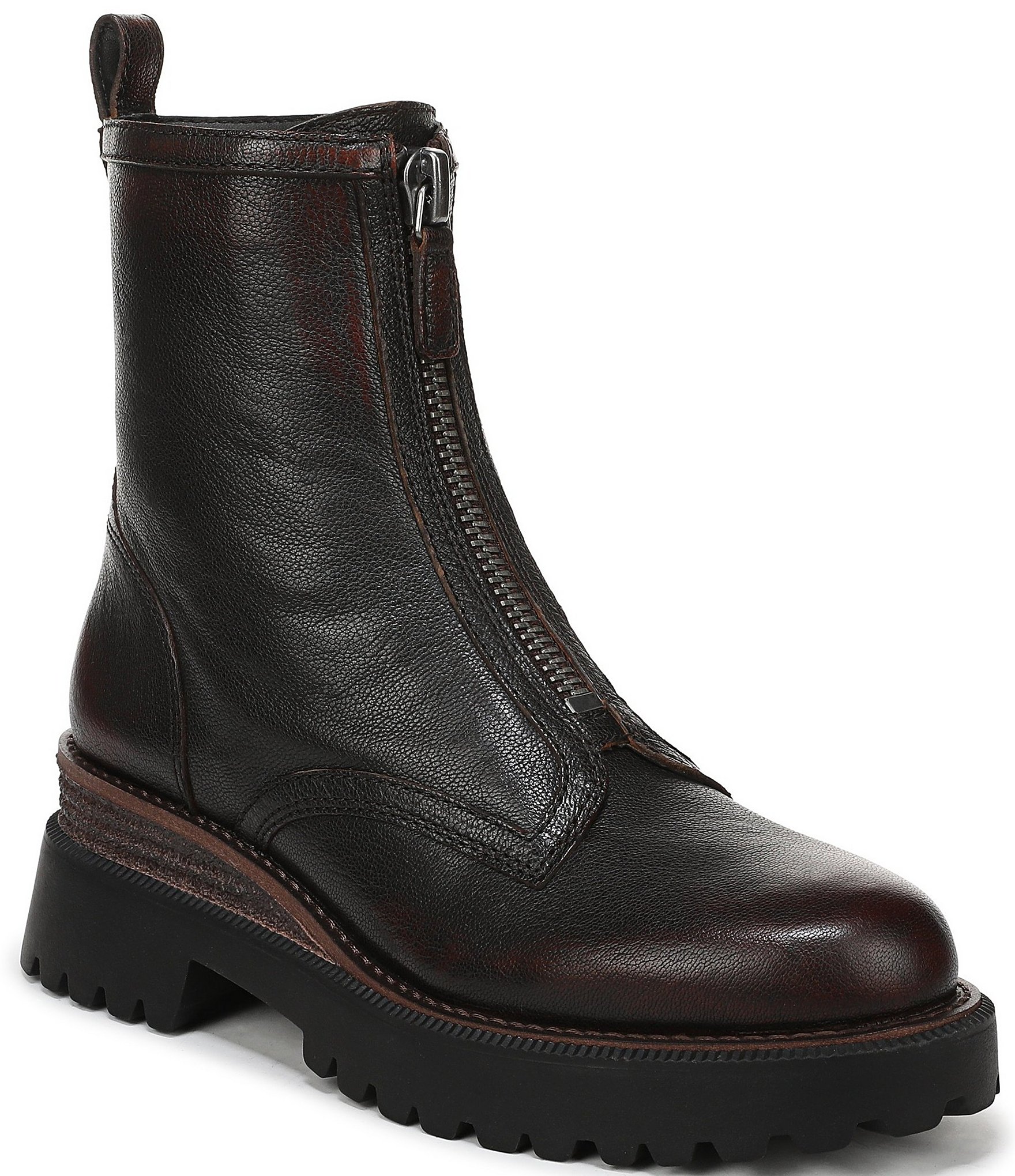 Sam Edelman Grove Leather Center Zip Lug Booties