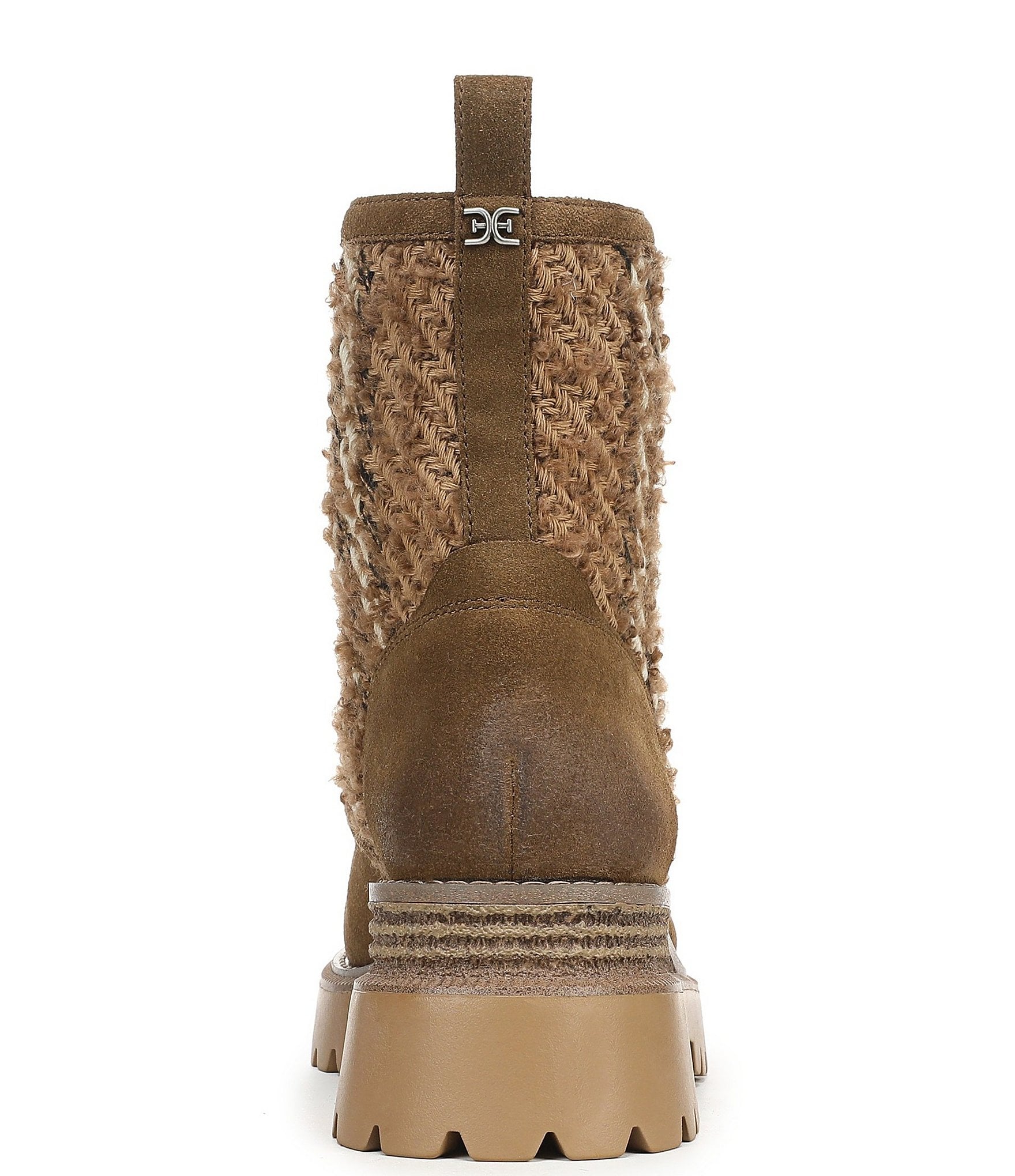Sam Edelman Grove Weave and Suede Center Zip Lug Booties