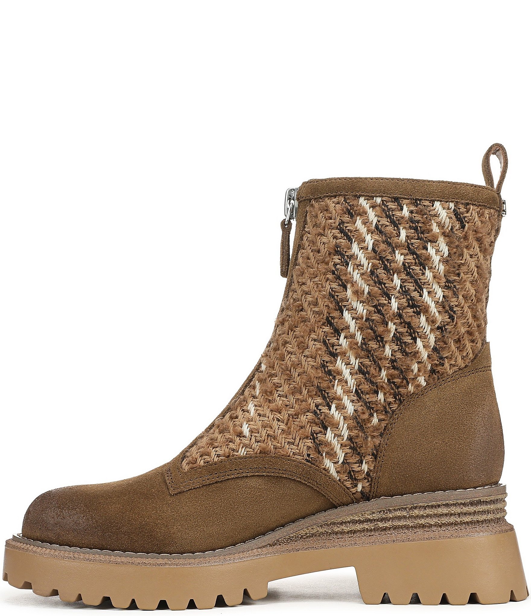 Sam Edelman Grove Weave and Suede Center Zip Lug Booties