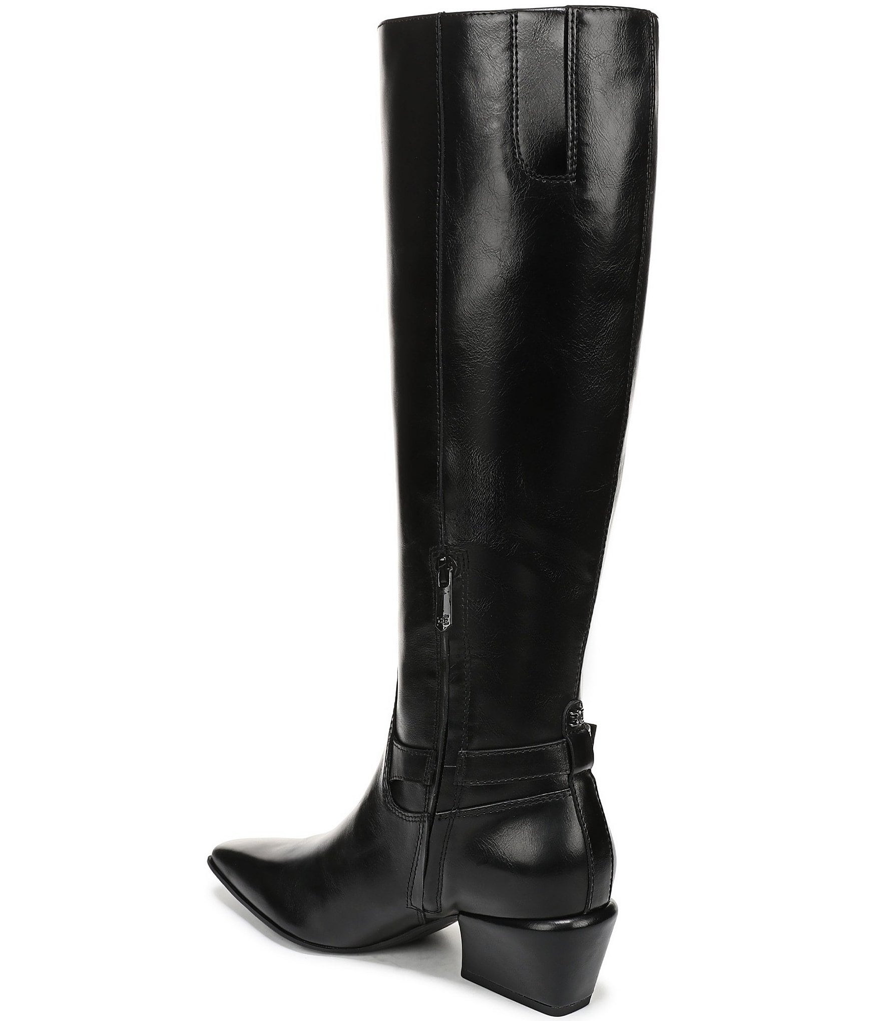 Sam Edelman Haisley Leather Buckle Strap Snip Toe Tall Boots