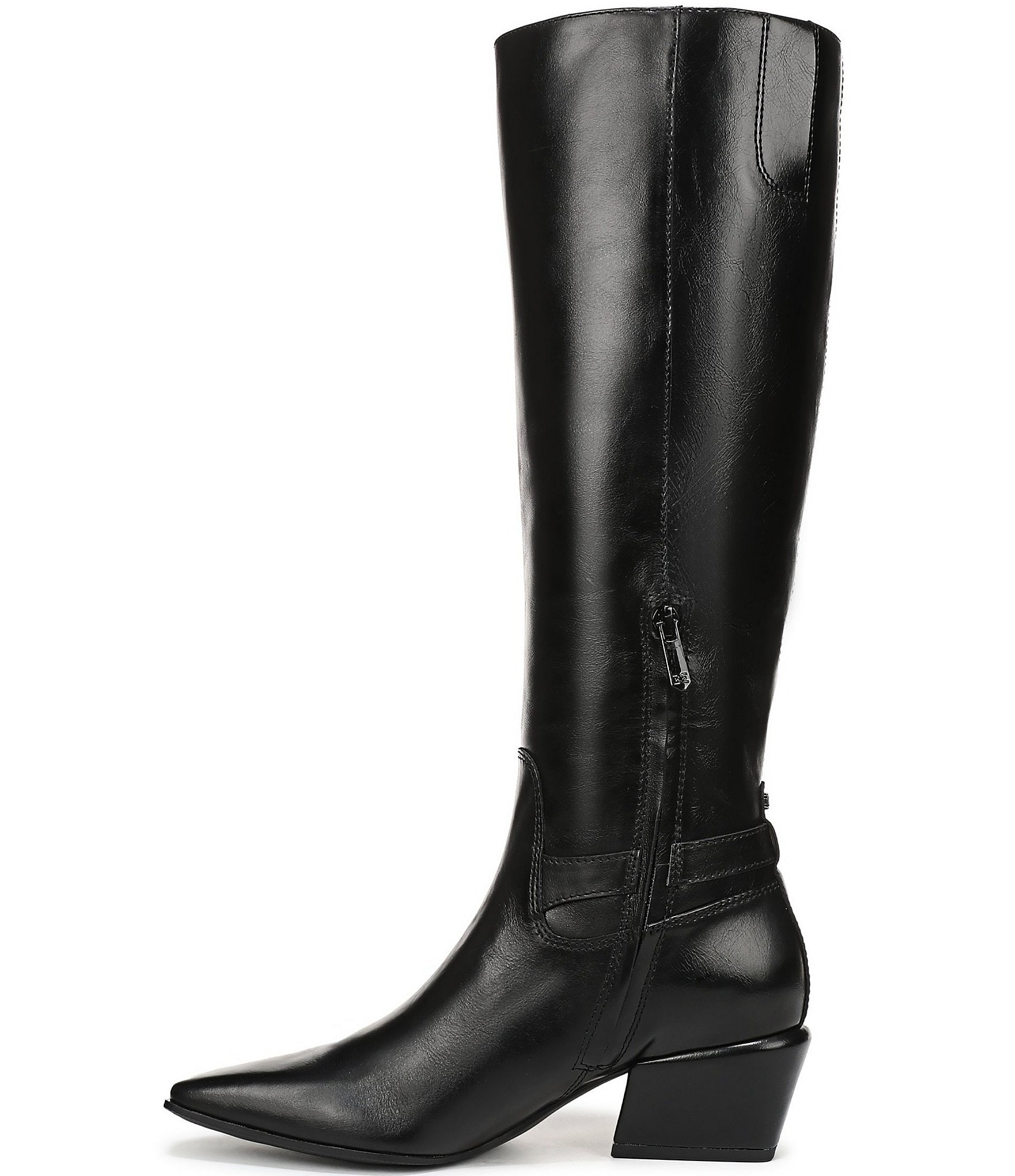 Sam Edelman Haisley Leather Buckle Strap Snip Toe Tall Boots