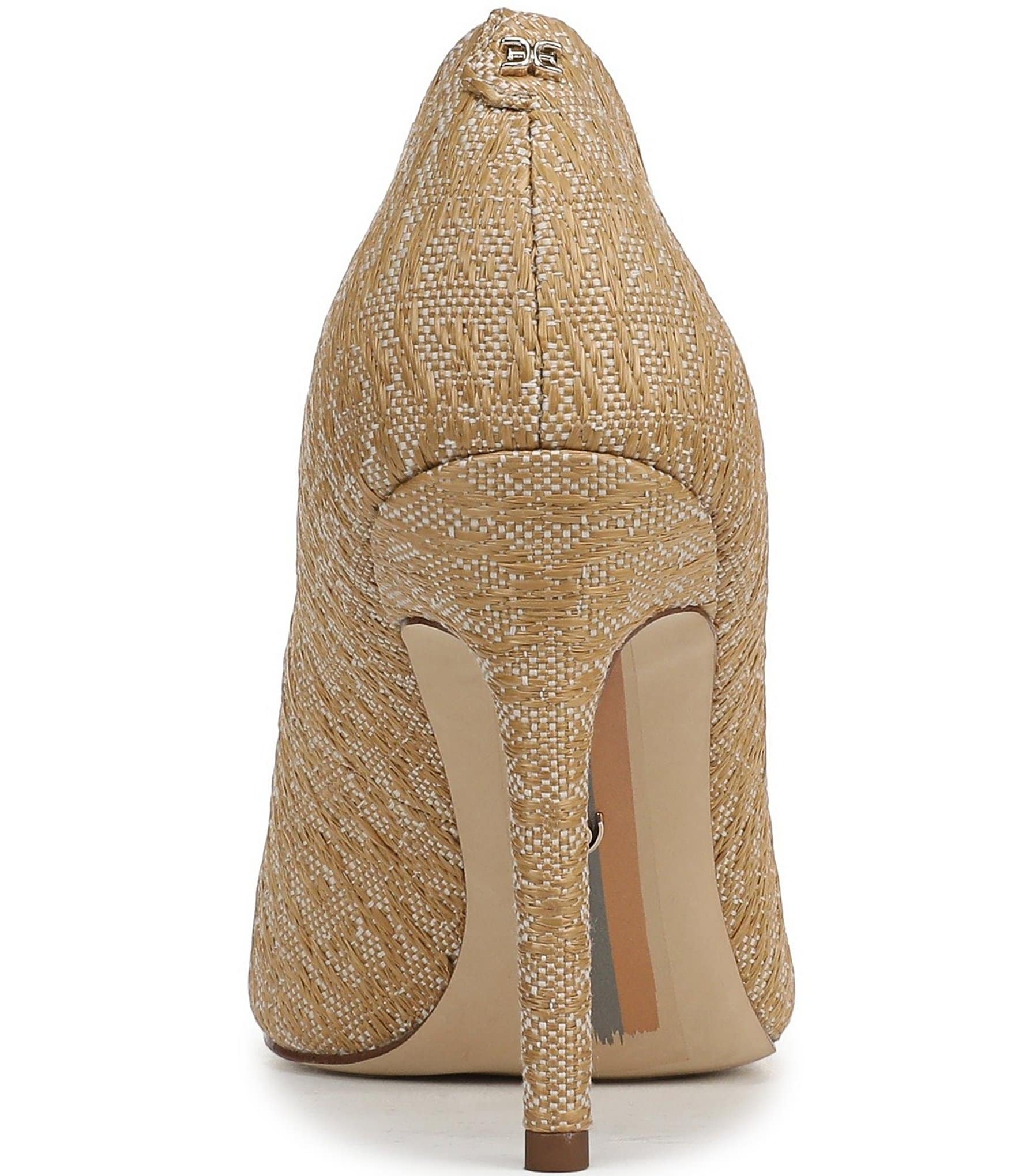 Sam Edelman Hazel Double Weave Raffia Logo Pointed Toe Pumps