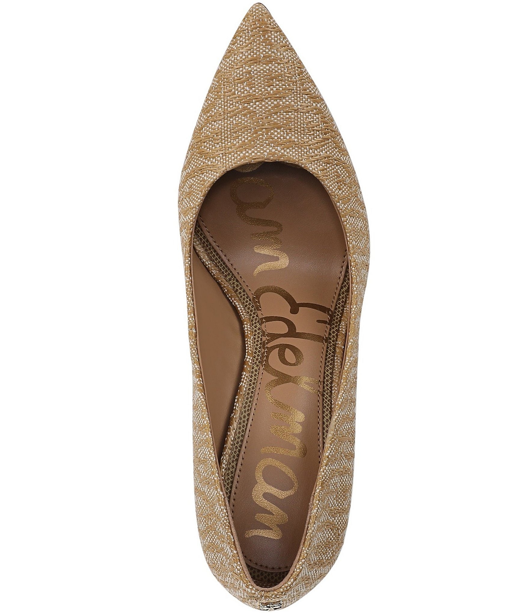 Sam Edelman Hazel Double Weave Raffia Logo Pointed Toe Pumps