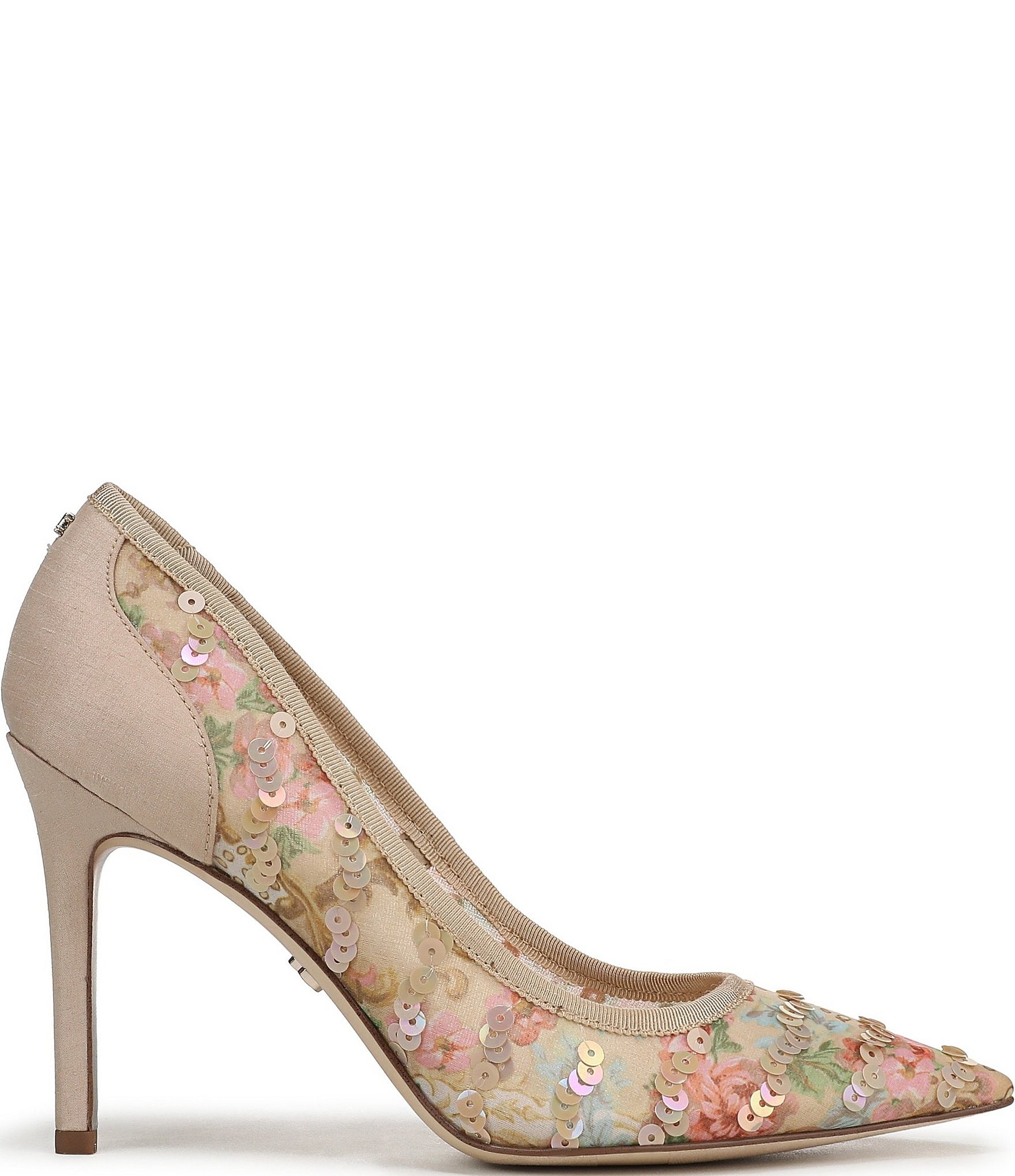 Sam Edelman Hazel Floral Print Sequined Pointed Toe Stiletto Pumps