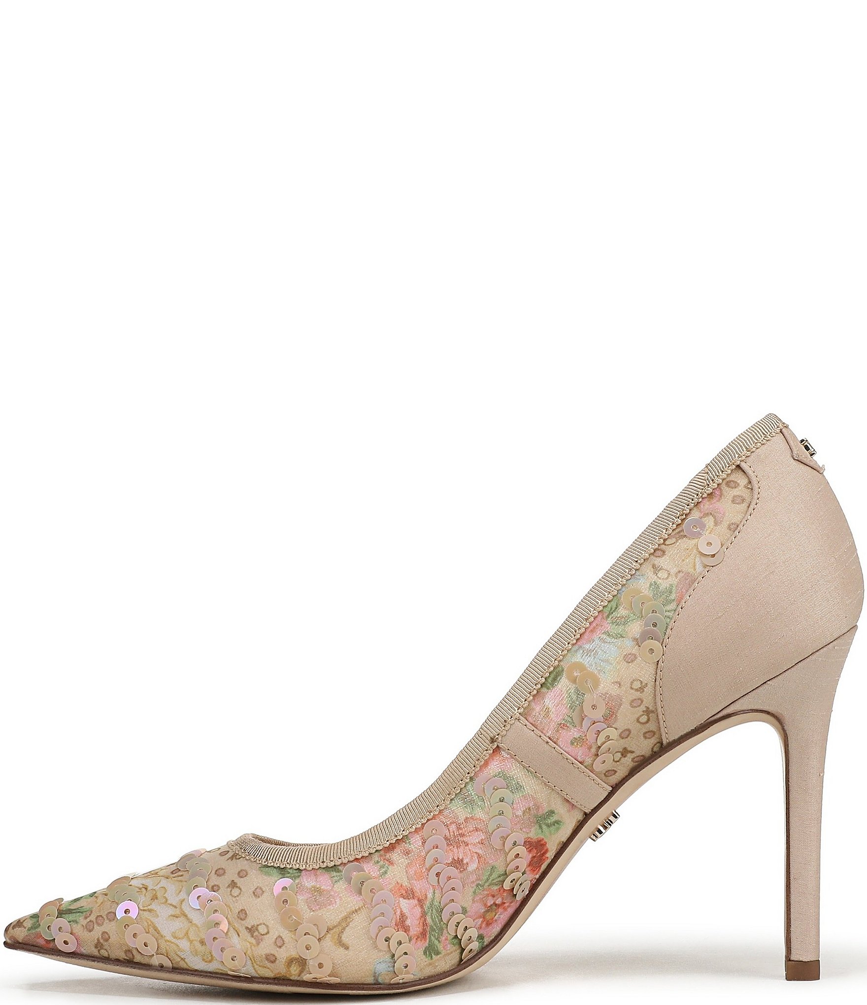 Sam Edelman Hazel Floral Print Sequined Pointed Toe Stiletto Pumps