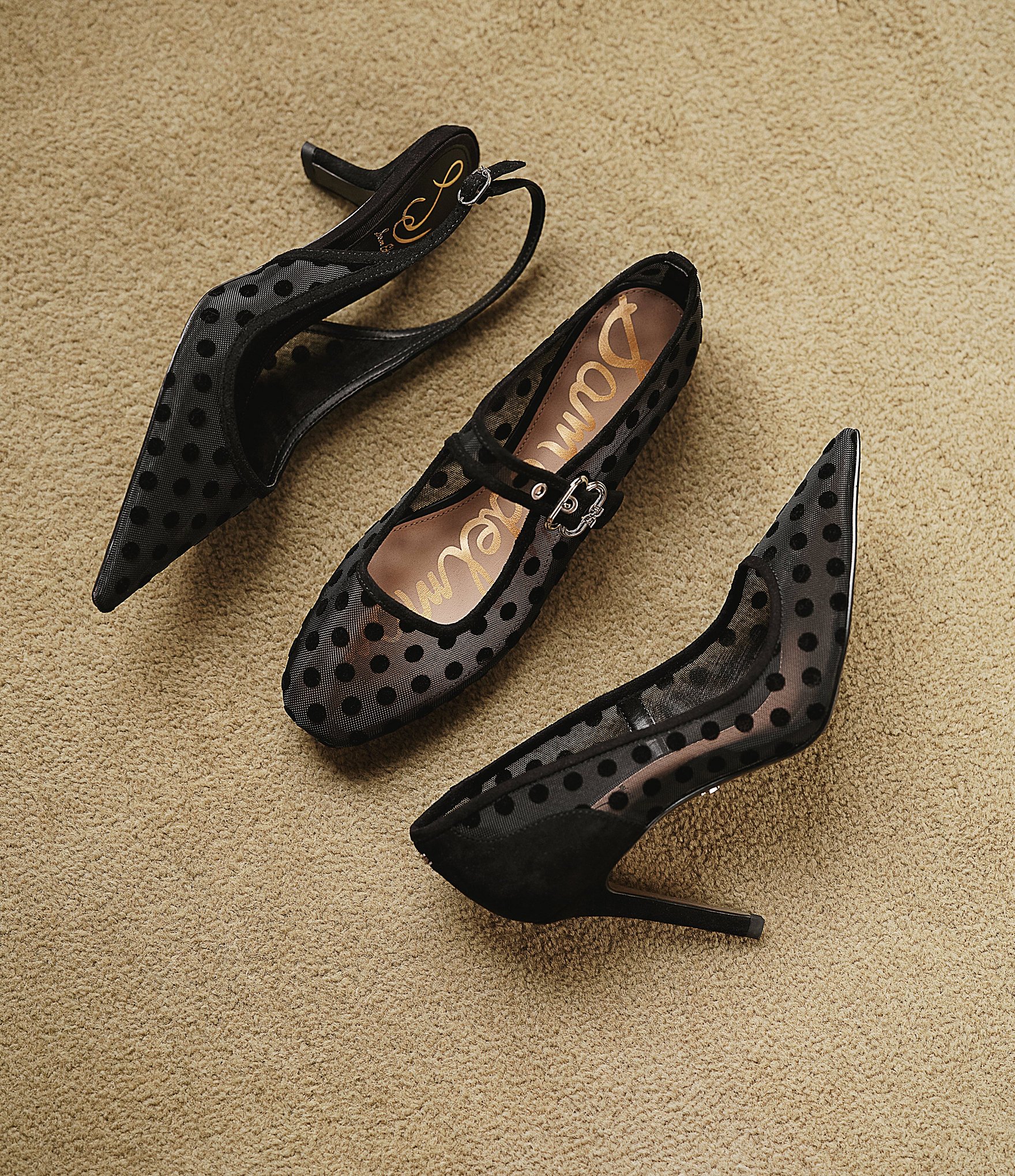 Sam Edelman Hazel Polka Dot Mesh Pumps