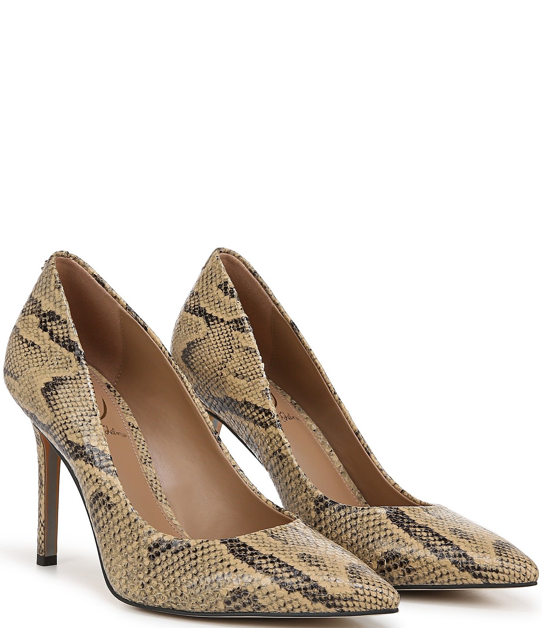 Sam Edelman Hazel Snake Print Leather Pointed Toe Pumps