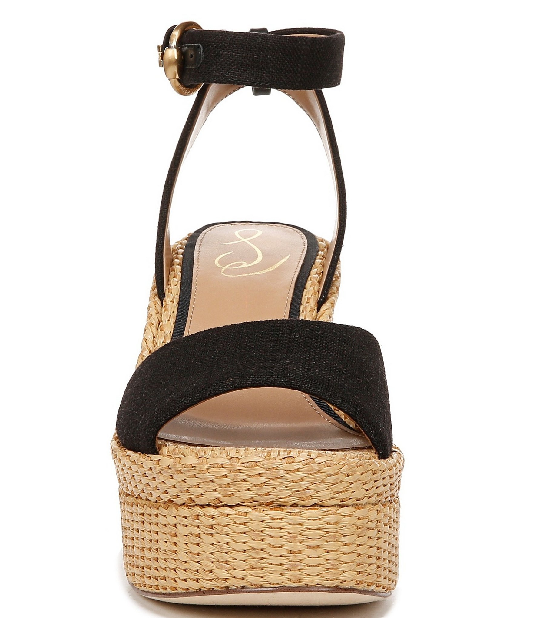 Sam Edelman Immie Linen Ankle Strap Raffia Platform Sandals