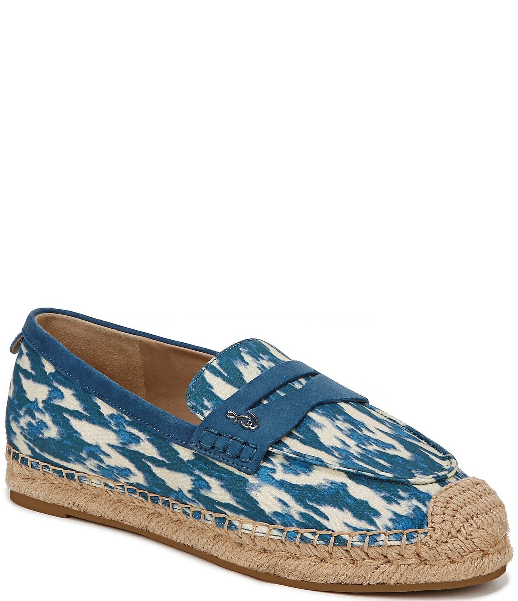 Sam Edelman Kai Print Fabric and Suede Espadrille Inspired Loafers ...