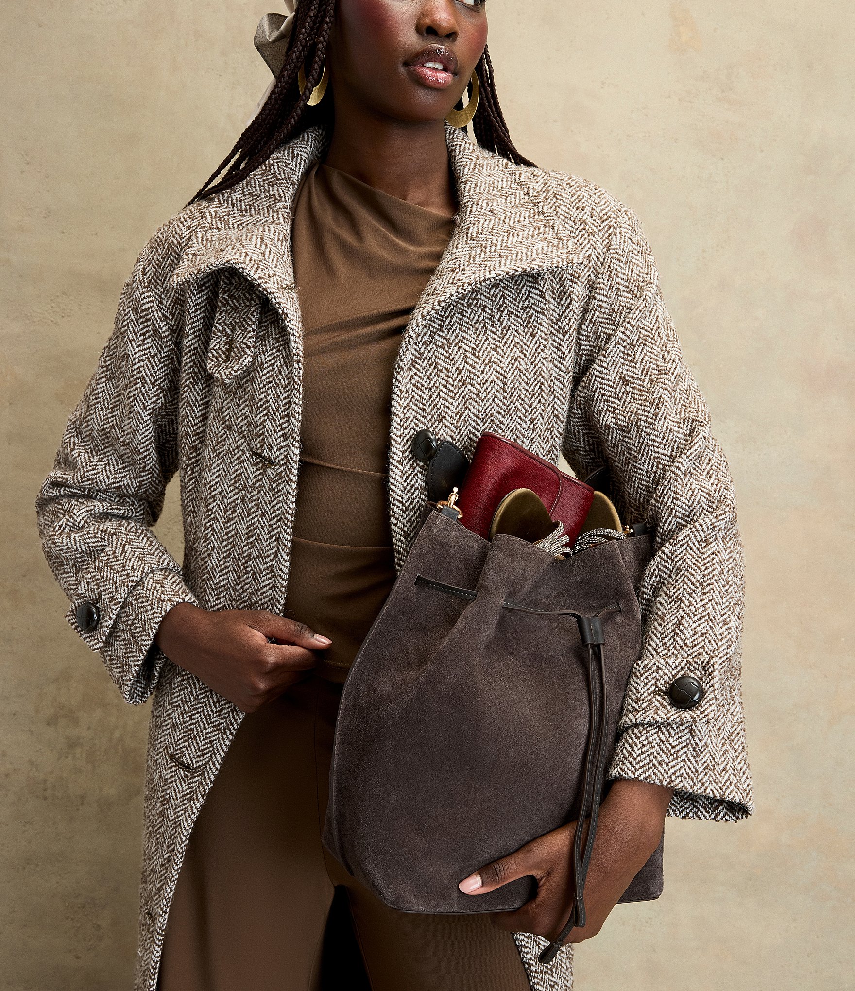 Sam Edelman Kate Suede Drawstring Bucket Bag