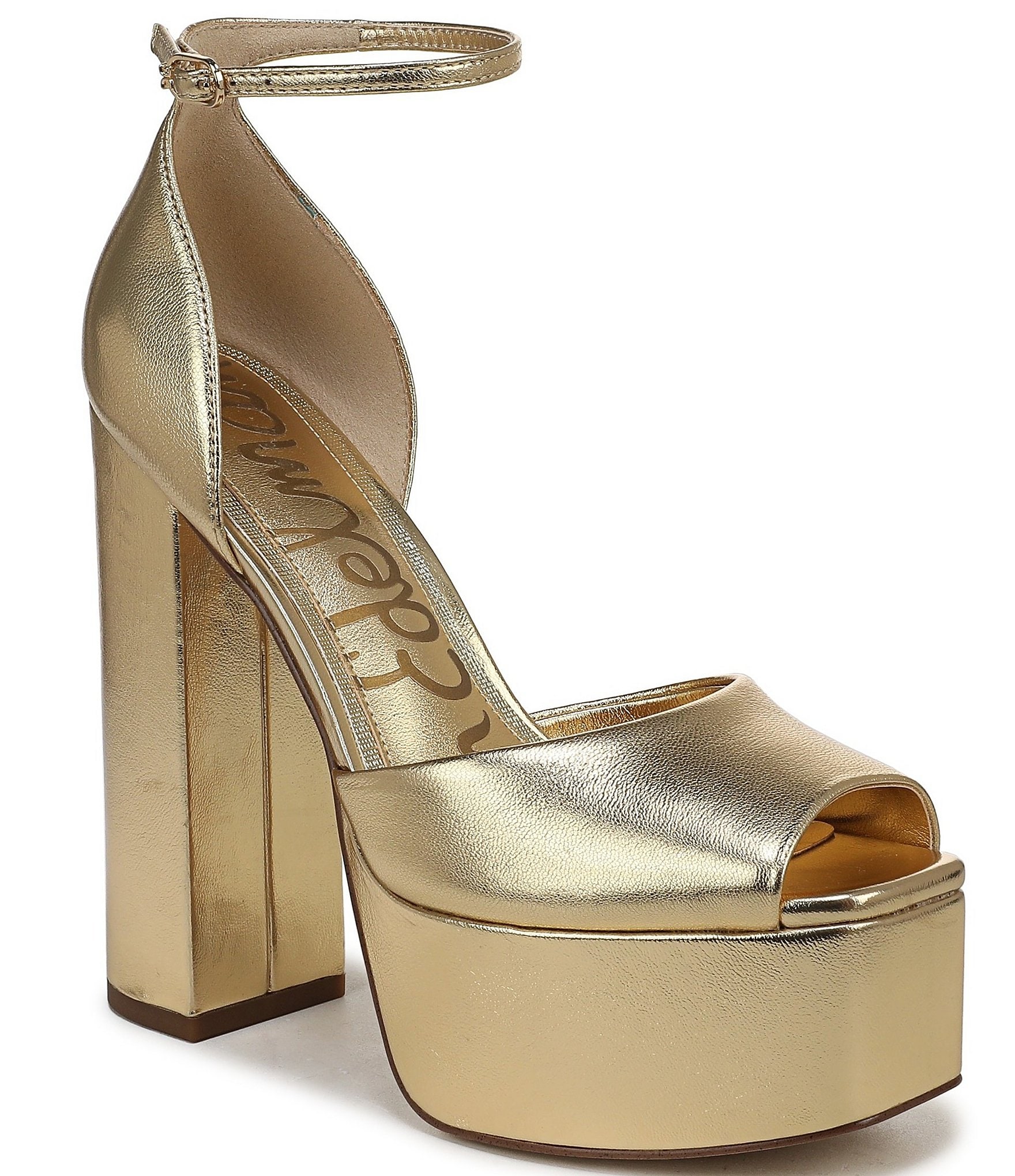 Sam Edelman Kirra Metallic Leather Ankle Strap Platform Dress Sandals