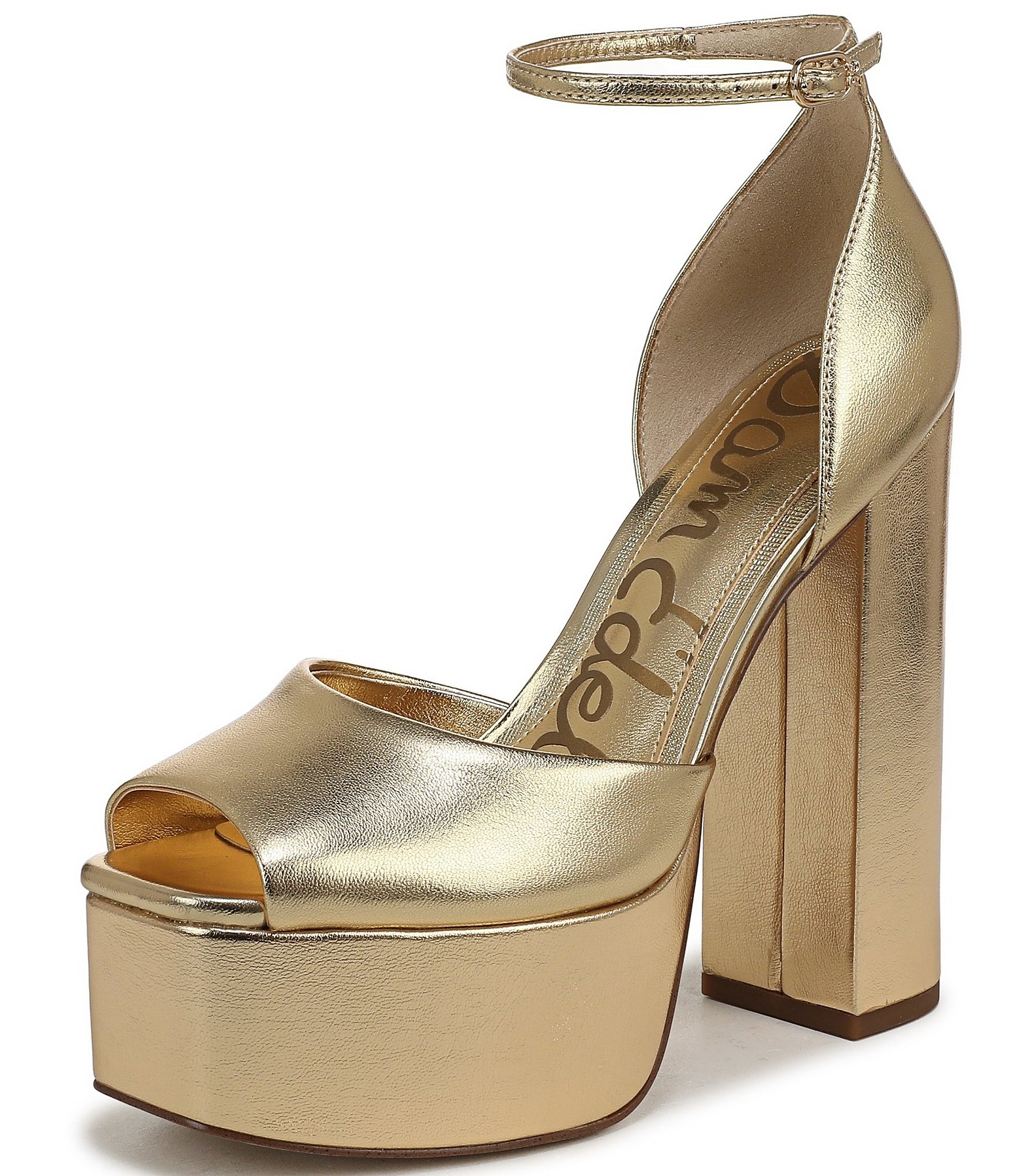 Sam Edelman Kirra Metallic Leather Ankle Strap Platform Dress Sandals