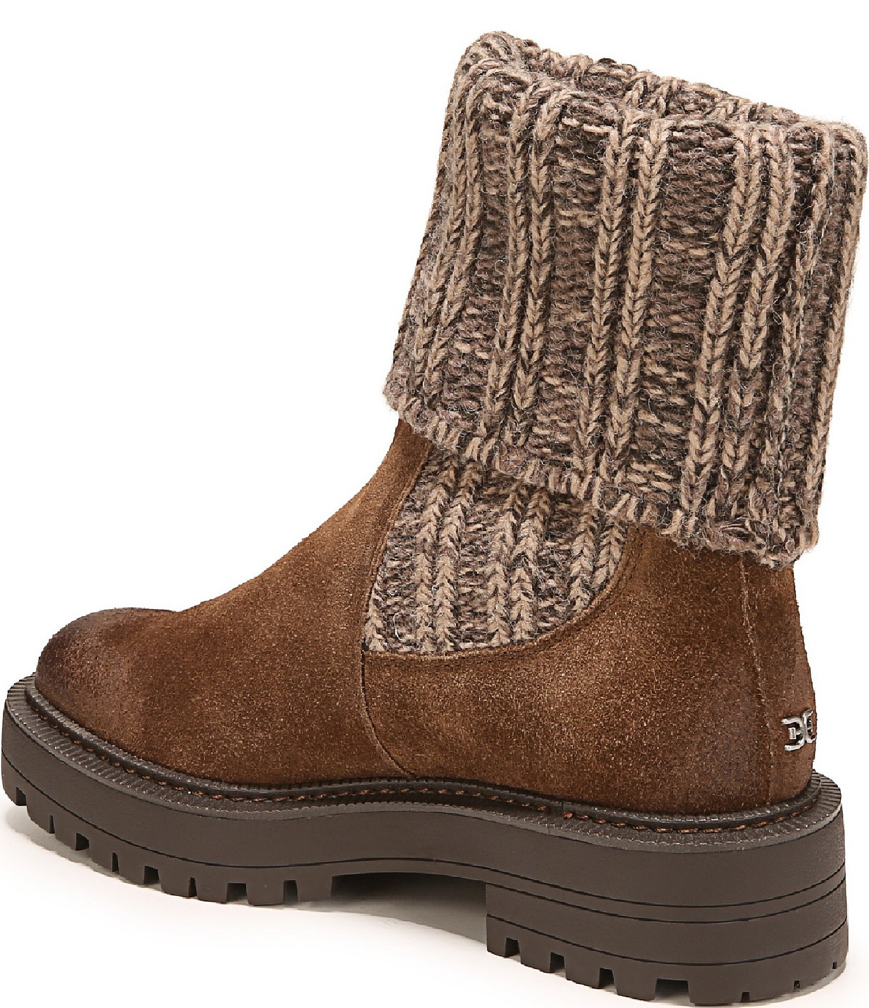 Sam Edelman Laguna Suede Ribbed Knit Chelsea Lugged Booties