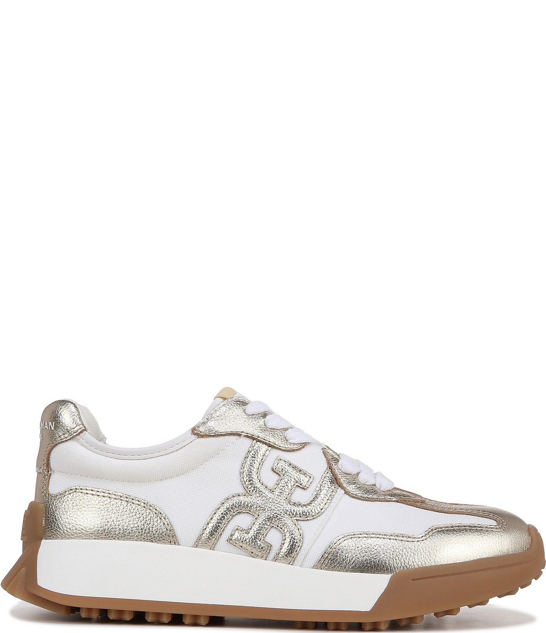 Sam Edelman Langley Leather and Fabric Lace Up Retro Sneakers