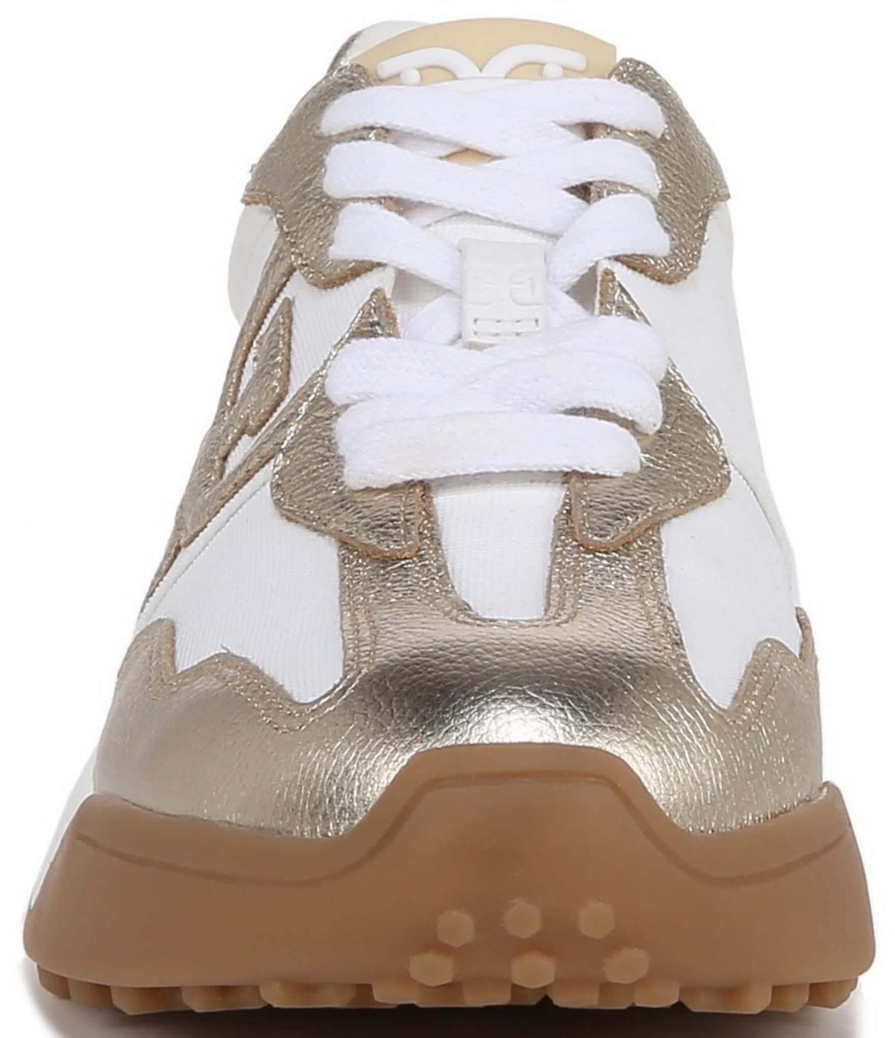 Sam Edelman Langley Leather and Fabric Lace Up Retro Sneakers