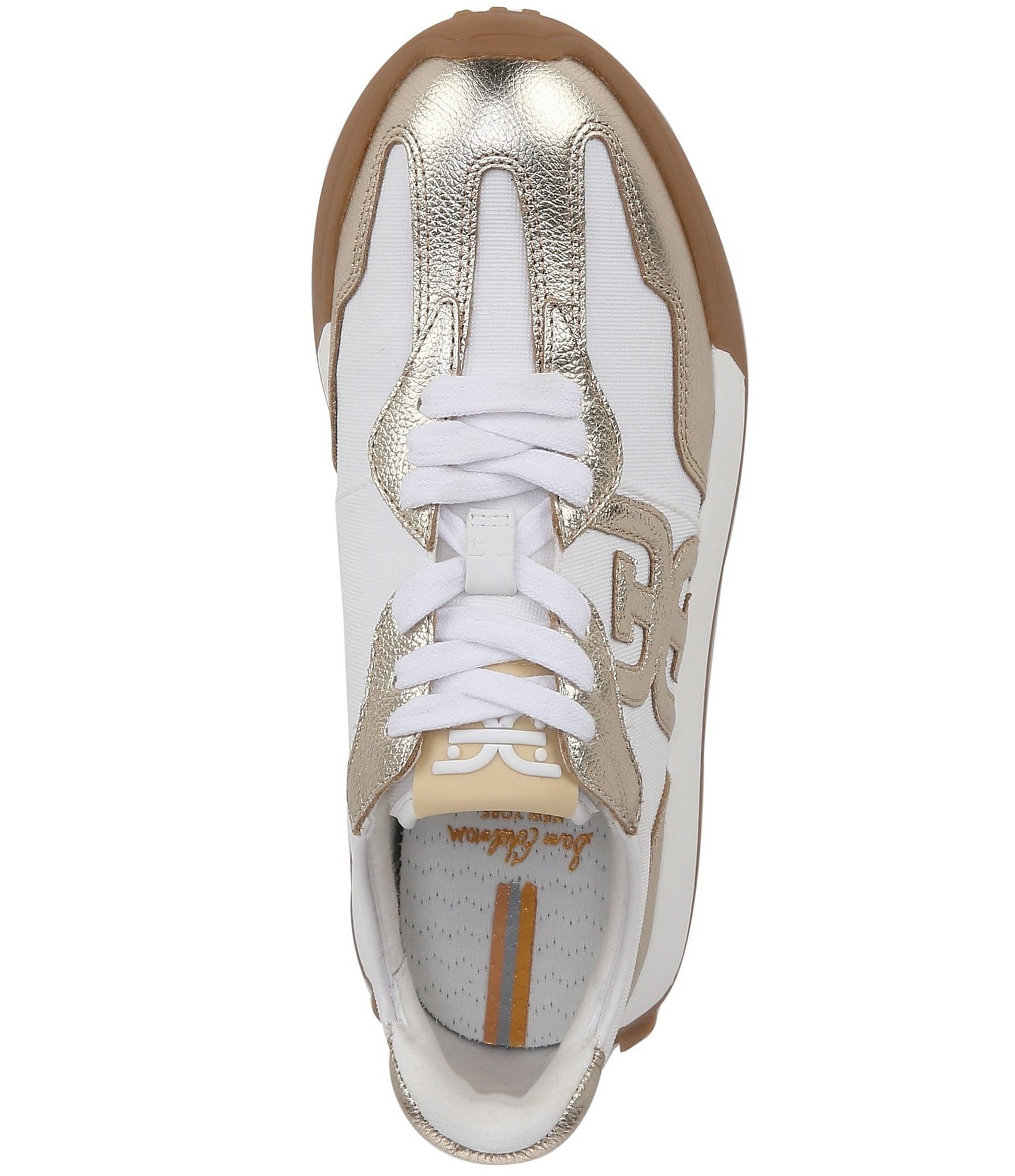 Sam Edelman Langley Leather and Fabric Lace Up Retro Sneakers