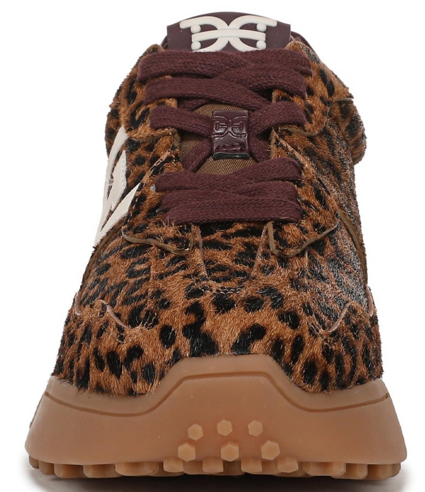 Sam Edelman Langley Leopard Print Calf Hair Lace Up Retro Sneakers
