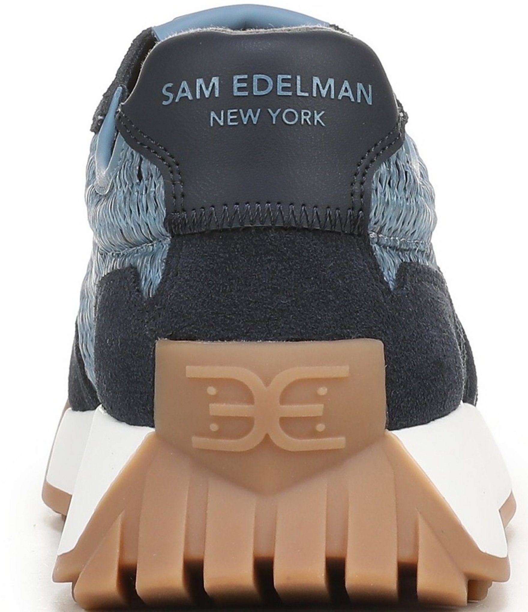 Sam Edelman Langley Raffia and Suede Signature Logo Retro Sneakers