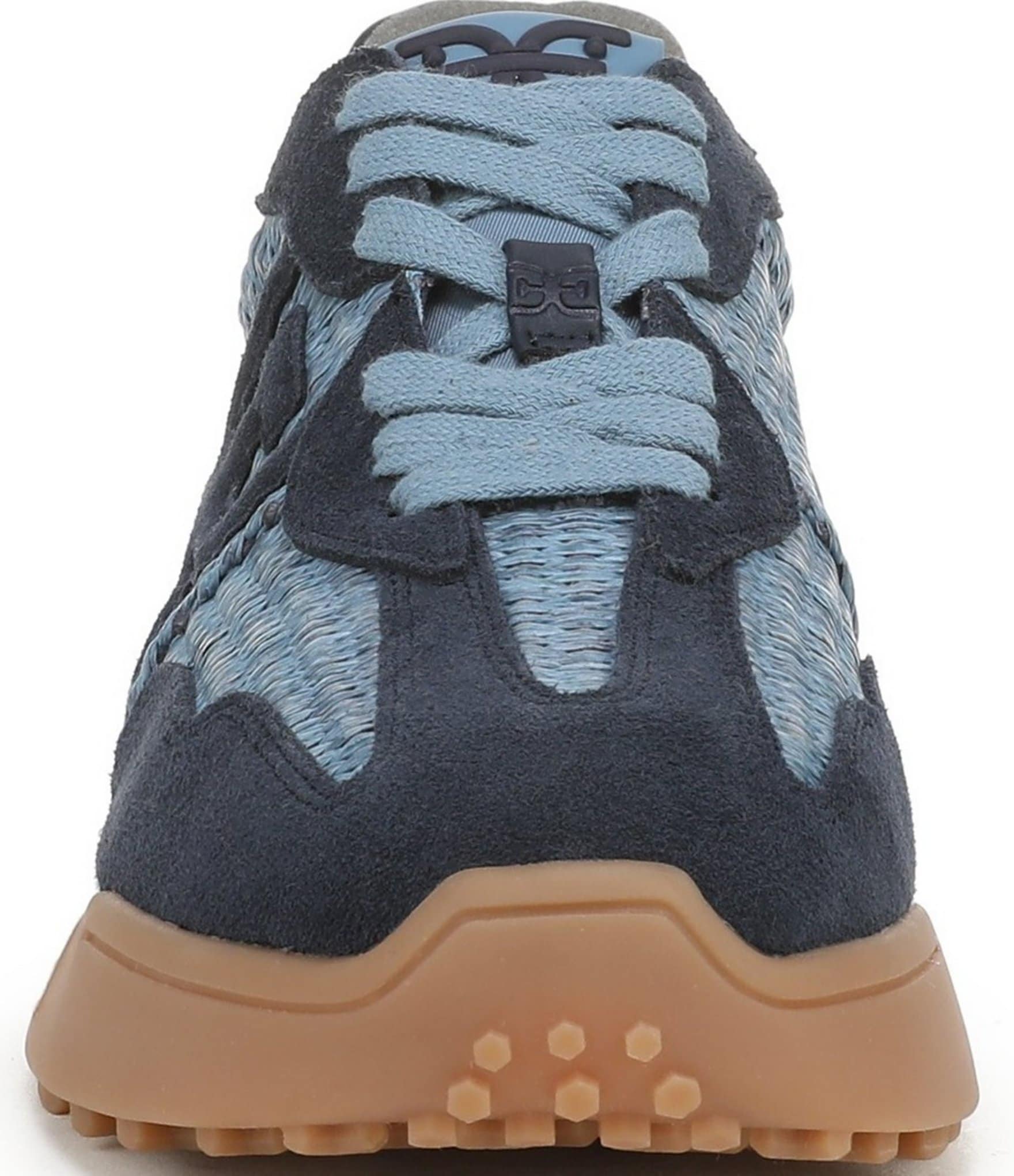 Sam Edelman Langley Raffia and Suede Signature Logo Retro Sneakers