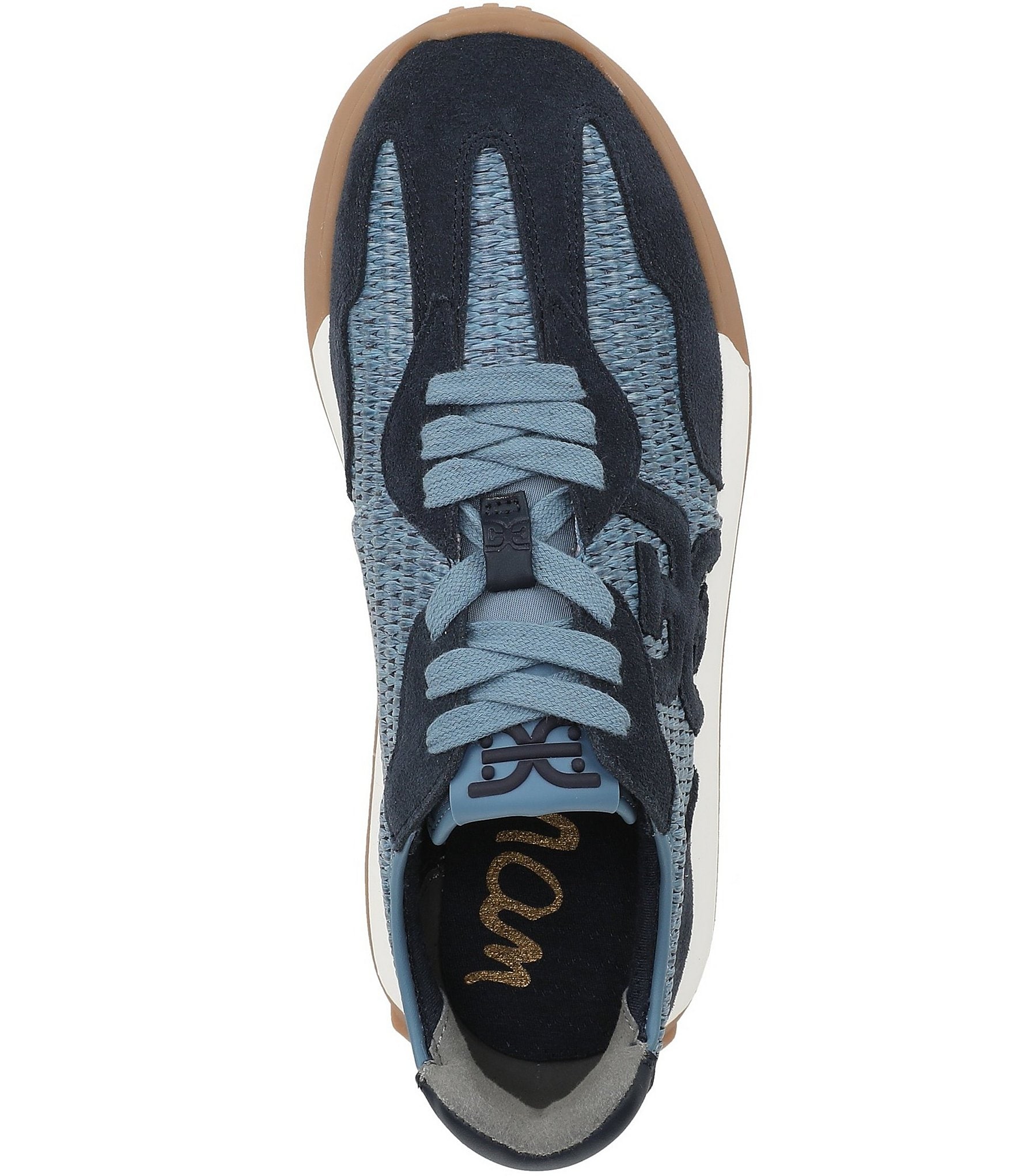 Sam Edelman Langley Raffia and Suede Signature Logo Retro Sneakers