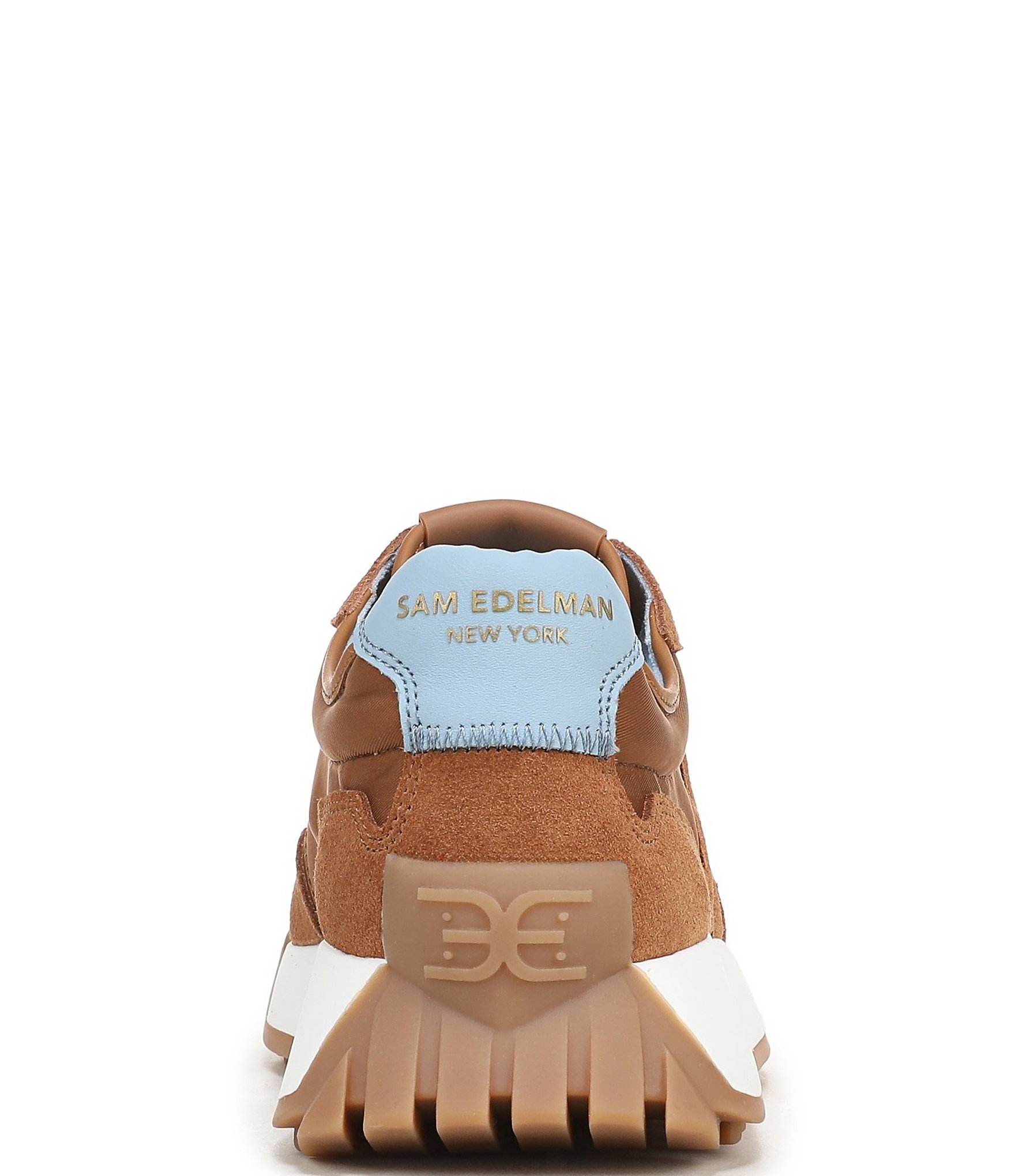 Sam Edelman Langley Suede and Nylon Logo Detail Platform Retro Sneakers