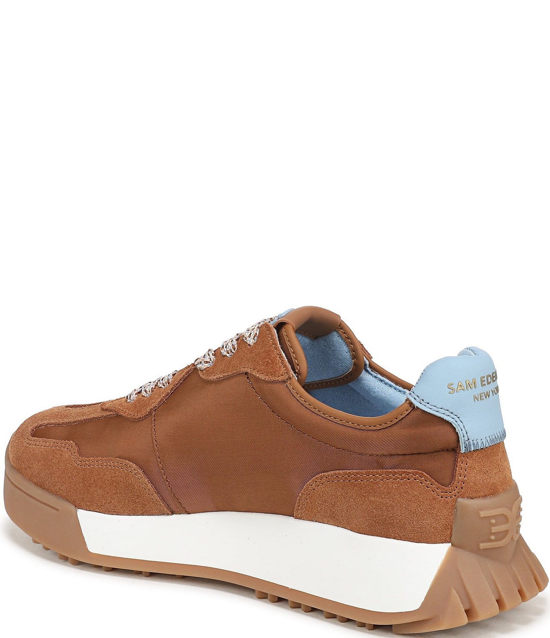Sam Edelman Langley Suede and Nylon Logo Detail Platform Retro Sneakers