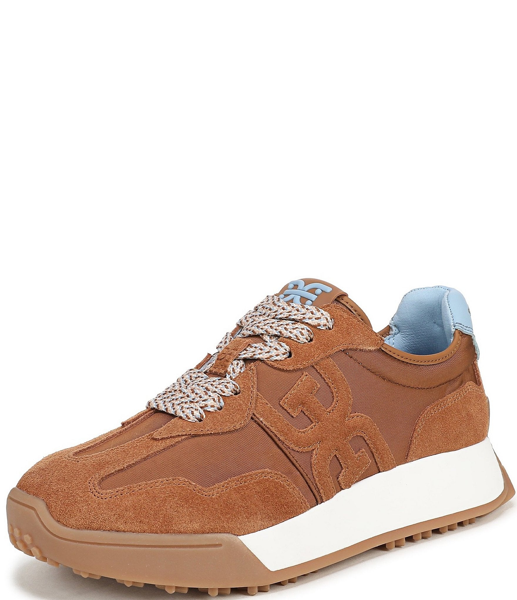 Sam Edelman Langley Suede and Nylon Logo Detail Platform Retro Sneakers