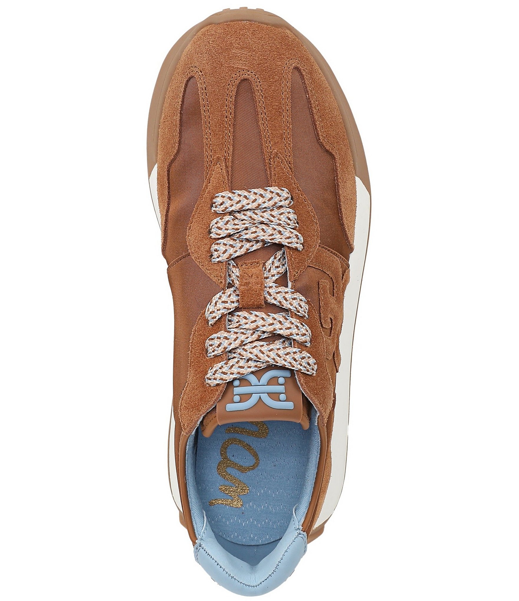Sam Edelman Langley Suede and Nylon Logo Detail Platform Retro Sneakers