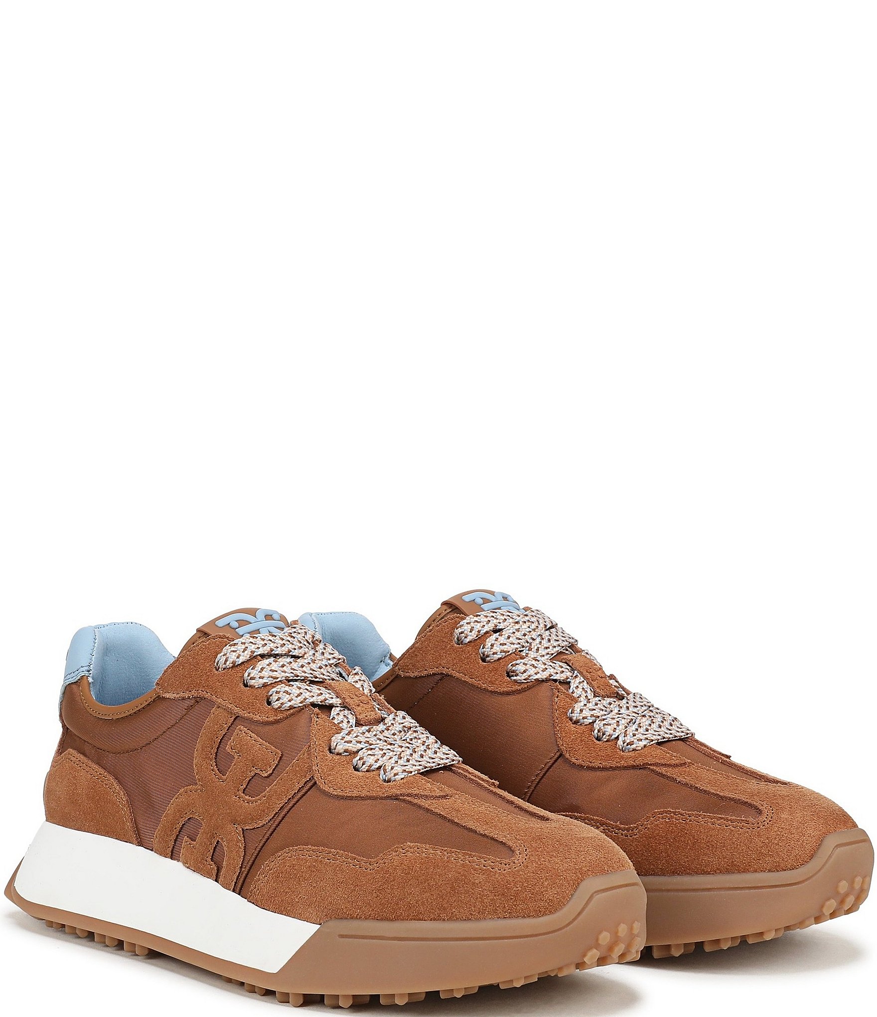 Sam Edelman Langley Suede and Nylon Logo Detail Platform Retro Sneakers