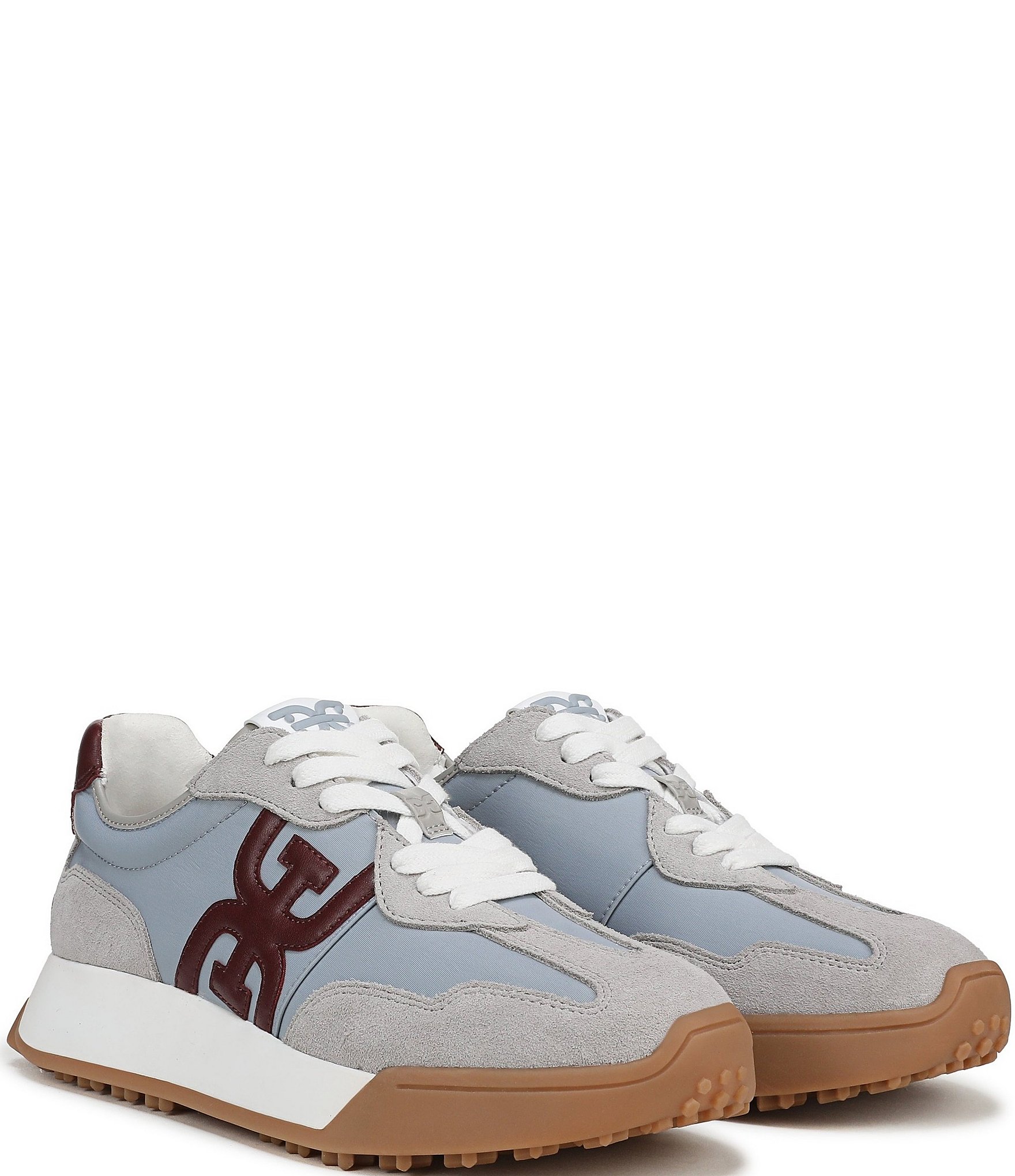 Sam Edelman Langley Suede and Nylon Logo Detail Platform Retro Sneakers