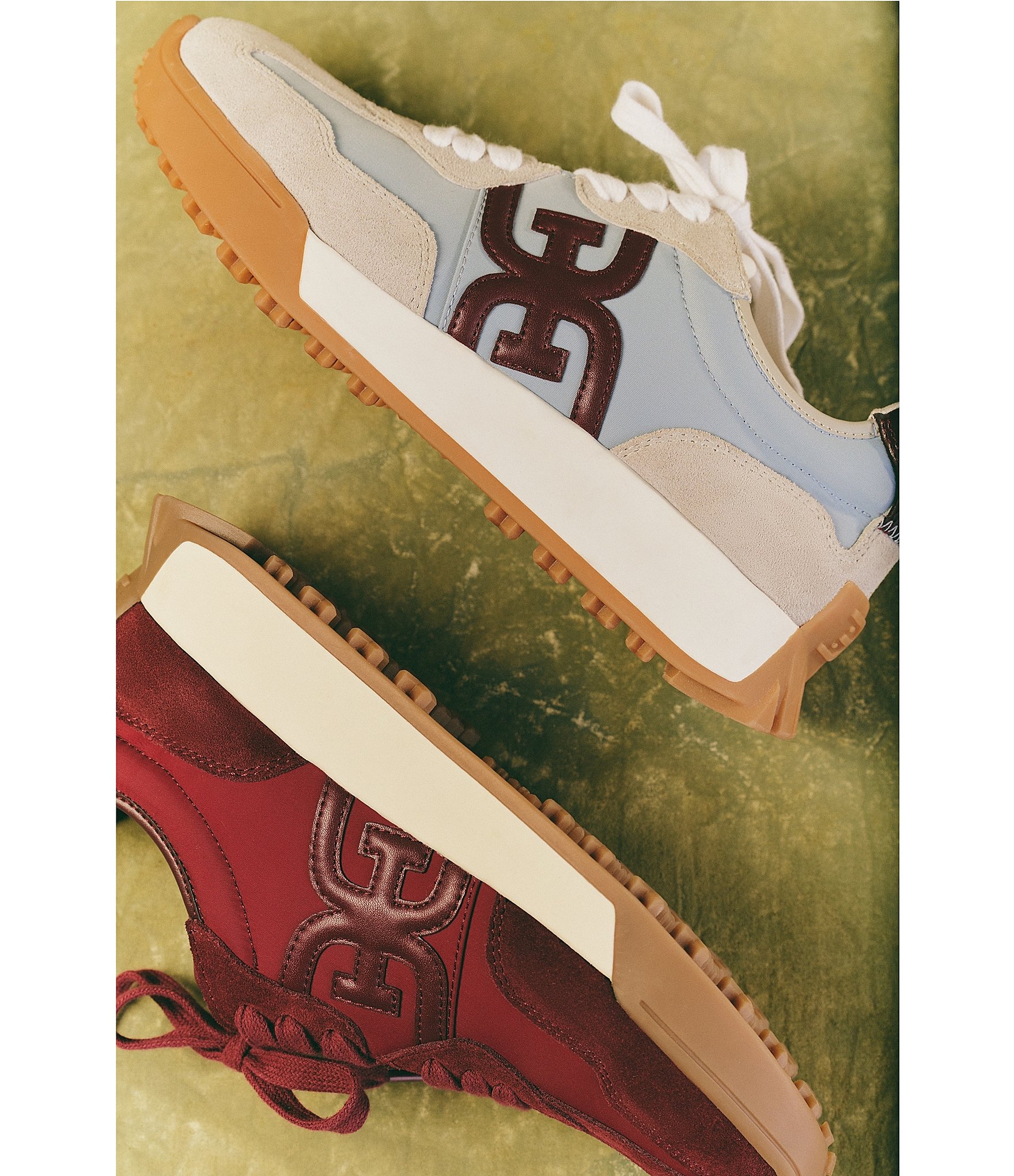 Sam Edelman Langley Suede and Nylon Logo Detail Platform Retro Sneakers