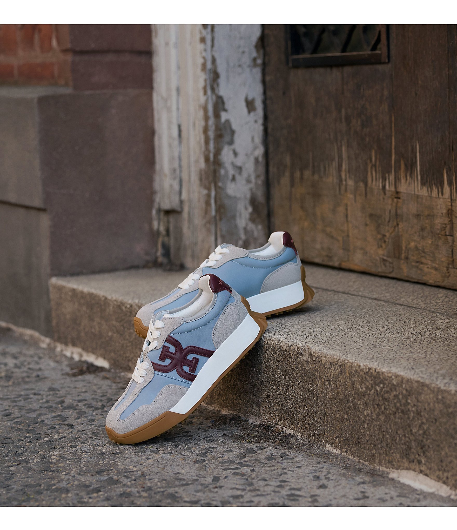 Sam Edelman Langley Suede and Nylon Logo Detail Platform Retro Sneakers
