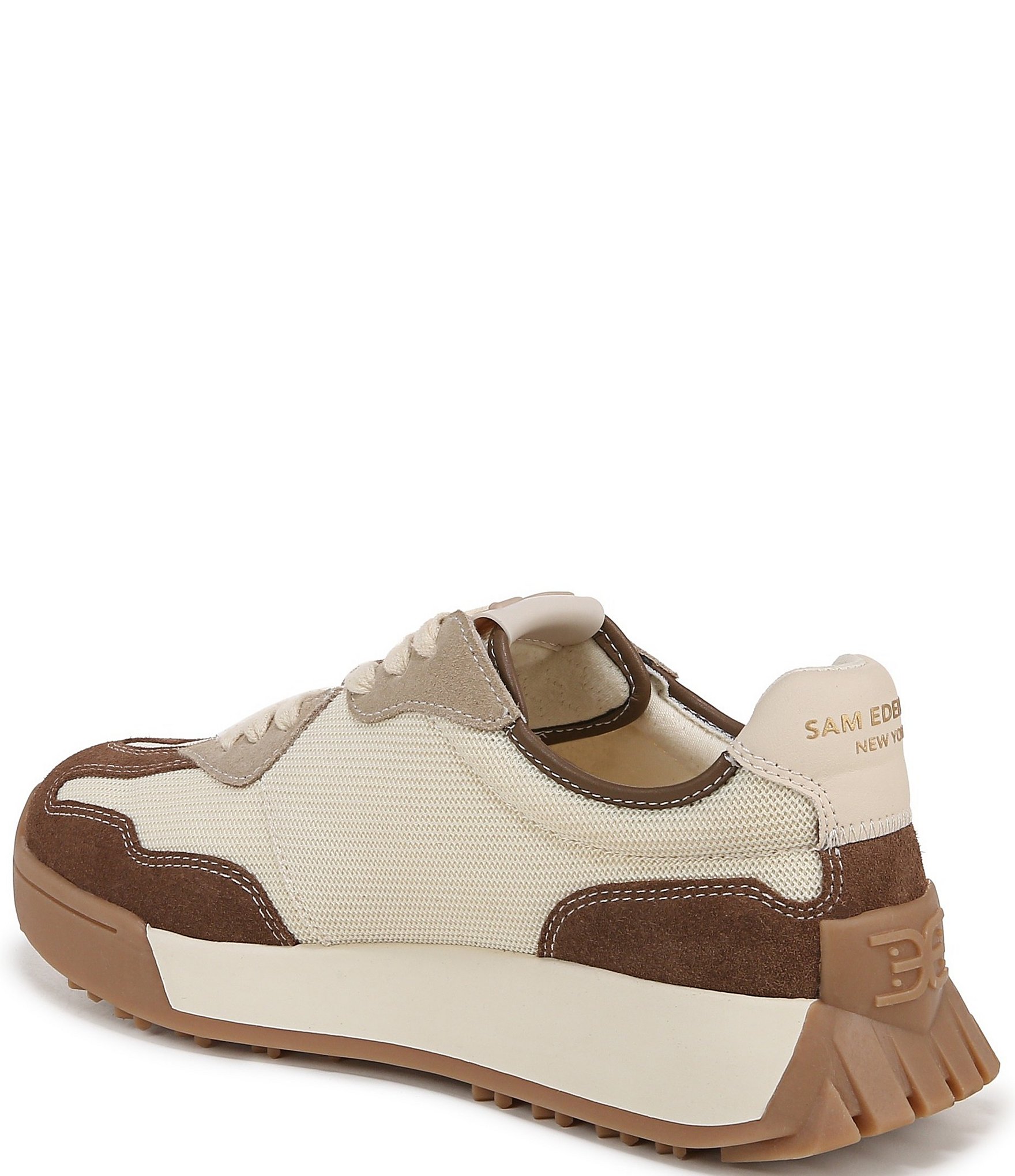 Sam Edelman Langley Suede and Nylon Logo Detail Platform Retro Sneakers