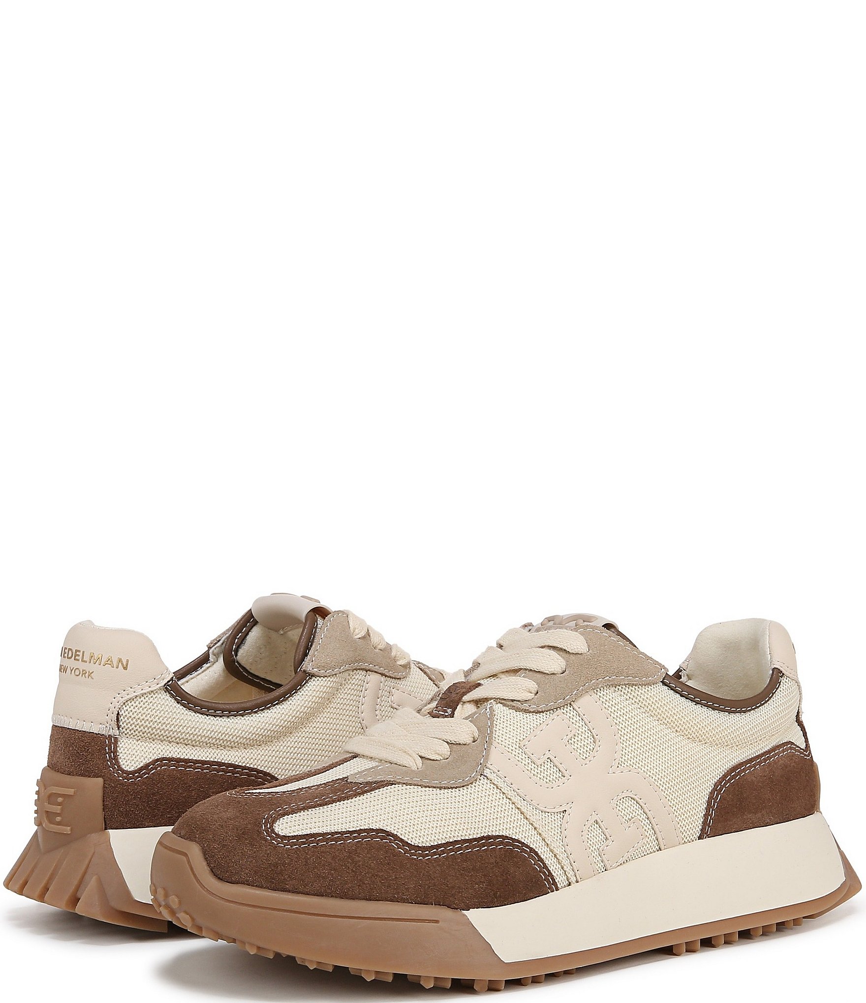 Sam Edelman Langley Suede and Nylon Logo Detail Platform Retro Sneakers