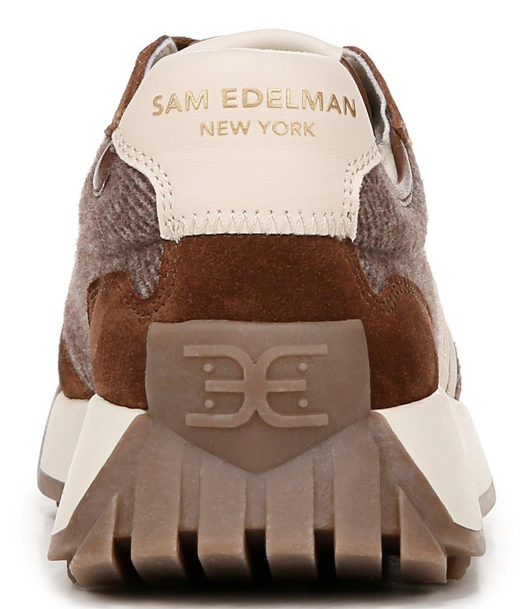 Sam Edelman Langley Tweed and Suede Logo Detail Platform Retro Sneakers