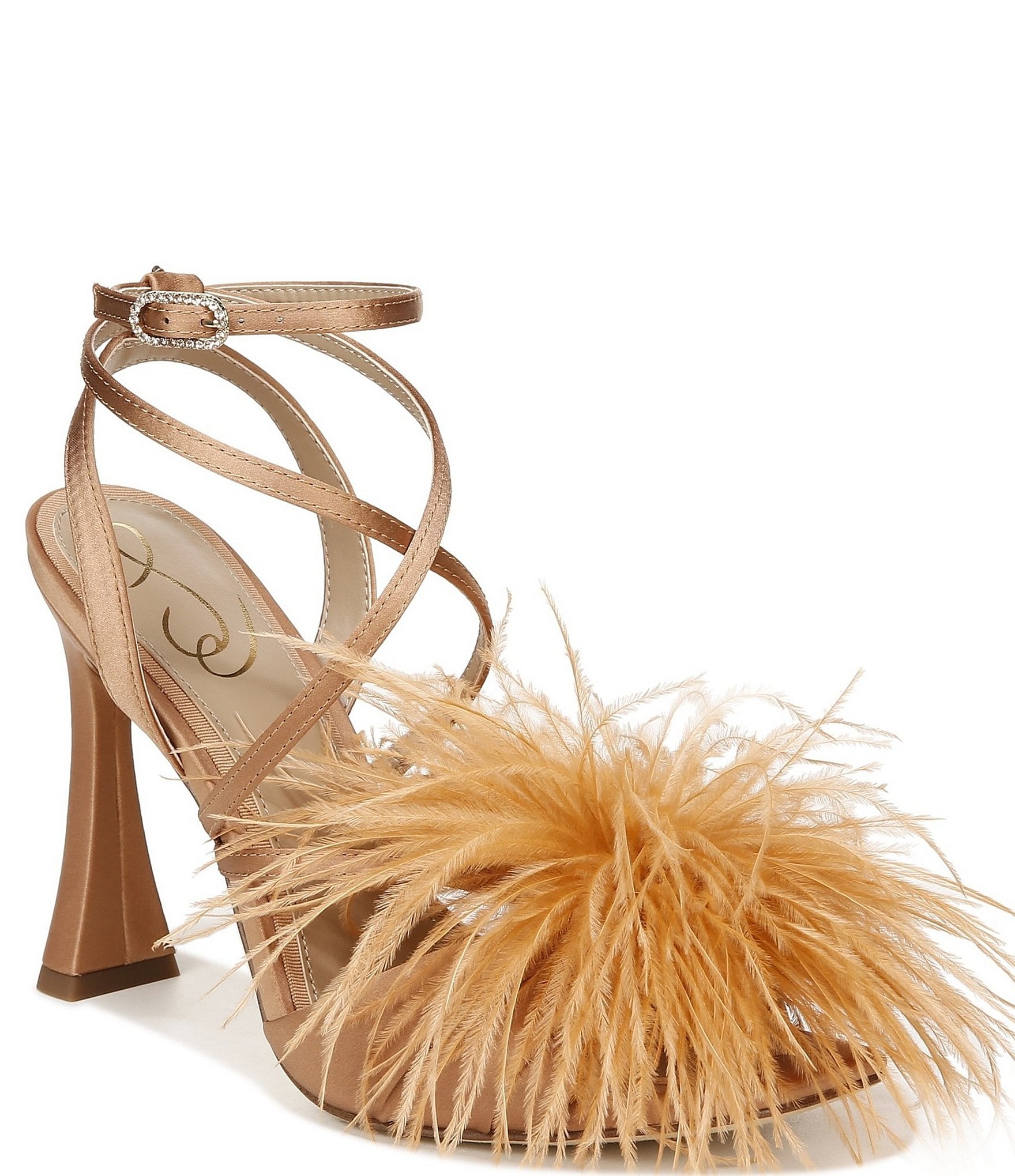Sam Edelman Layton Feather Satin Strappy Dress Sandals | Dillard's