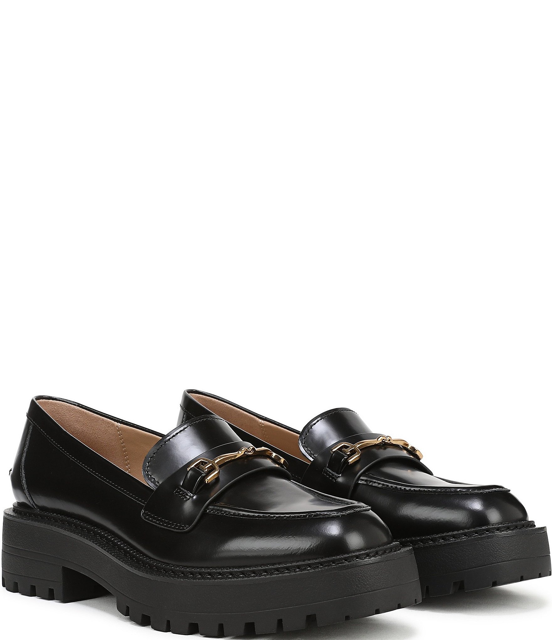 Sam Edelman Lea Leather Bit Buckle Lug Sole Loafers