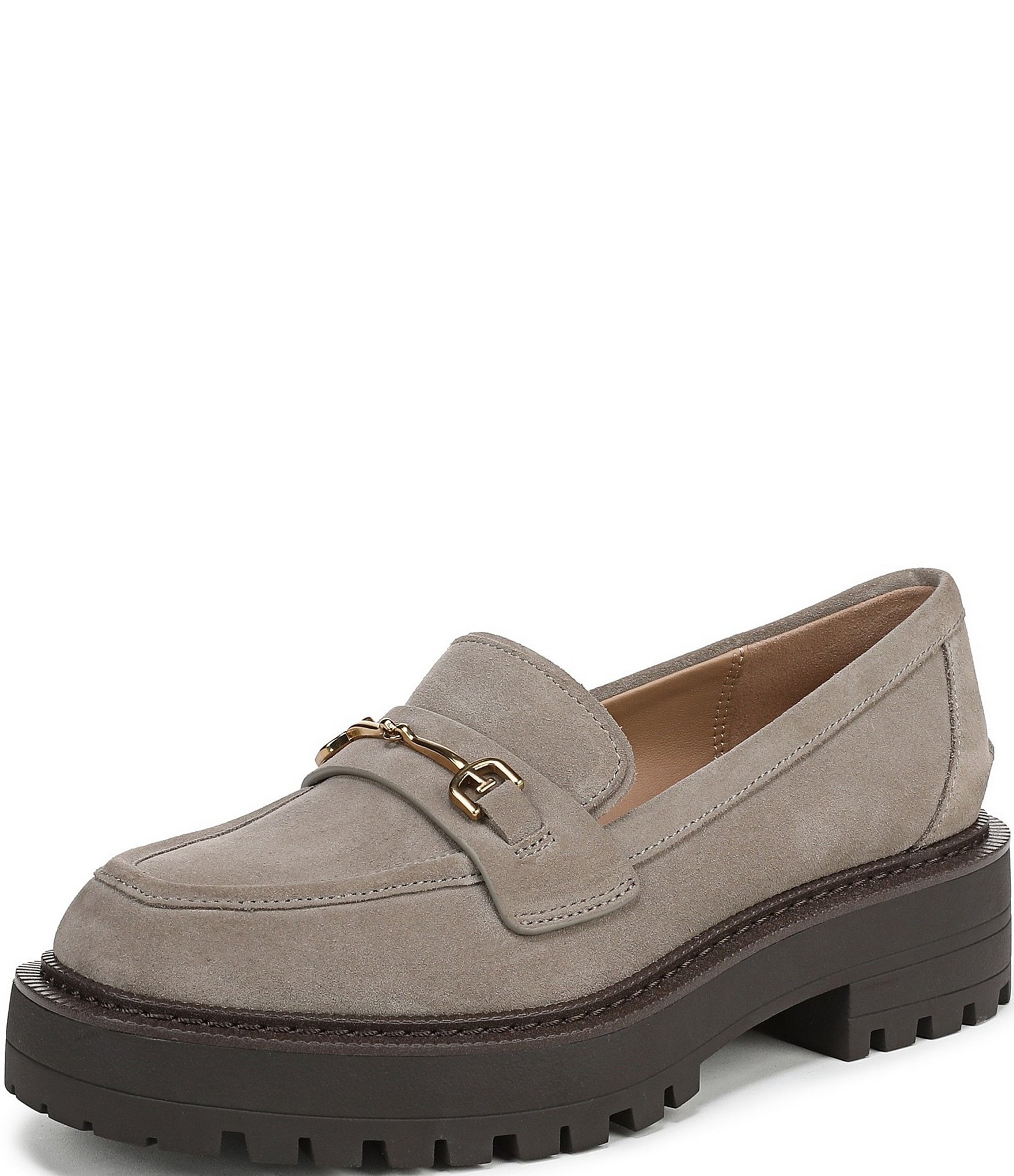 Sam Edelman Lea Suede Bit Buckle Lug Sole Loafers