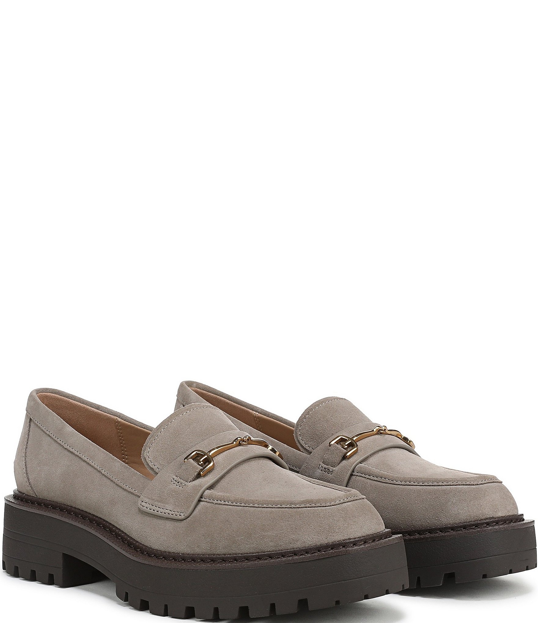 Sam Edelman Lea Suede Bit Buckle Lug Sole Loafers