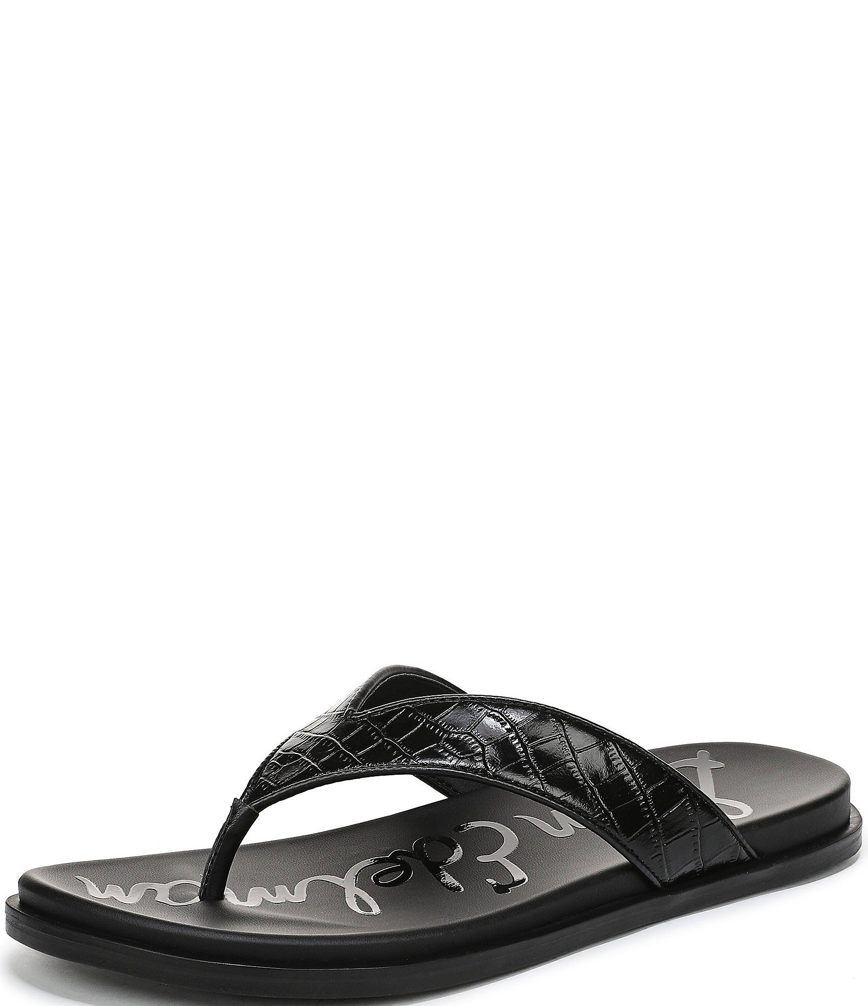 Sam Edelman Lila Leather Croco Pint Flip Flops