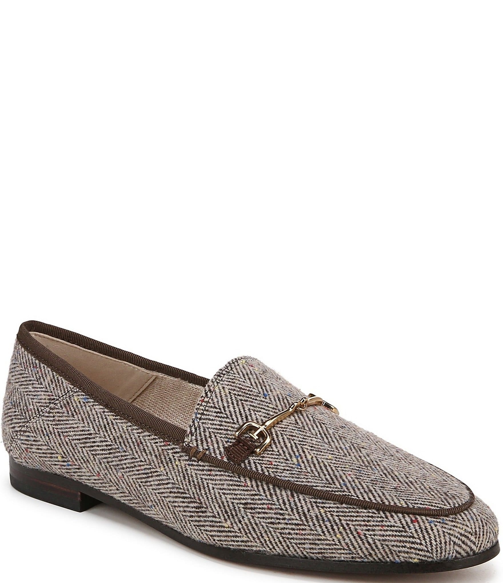 Sam Edelman Loraine Herringbone Fabric Bit Detail Career Flat Loafers