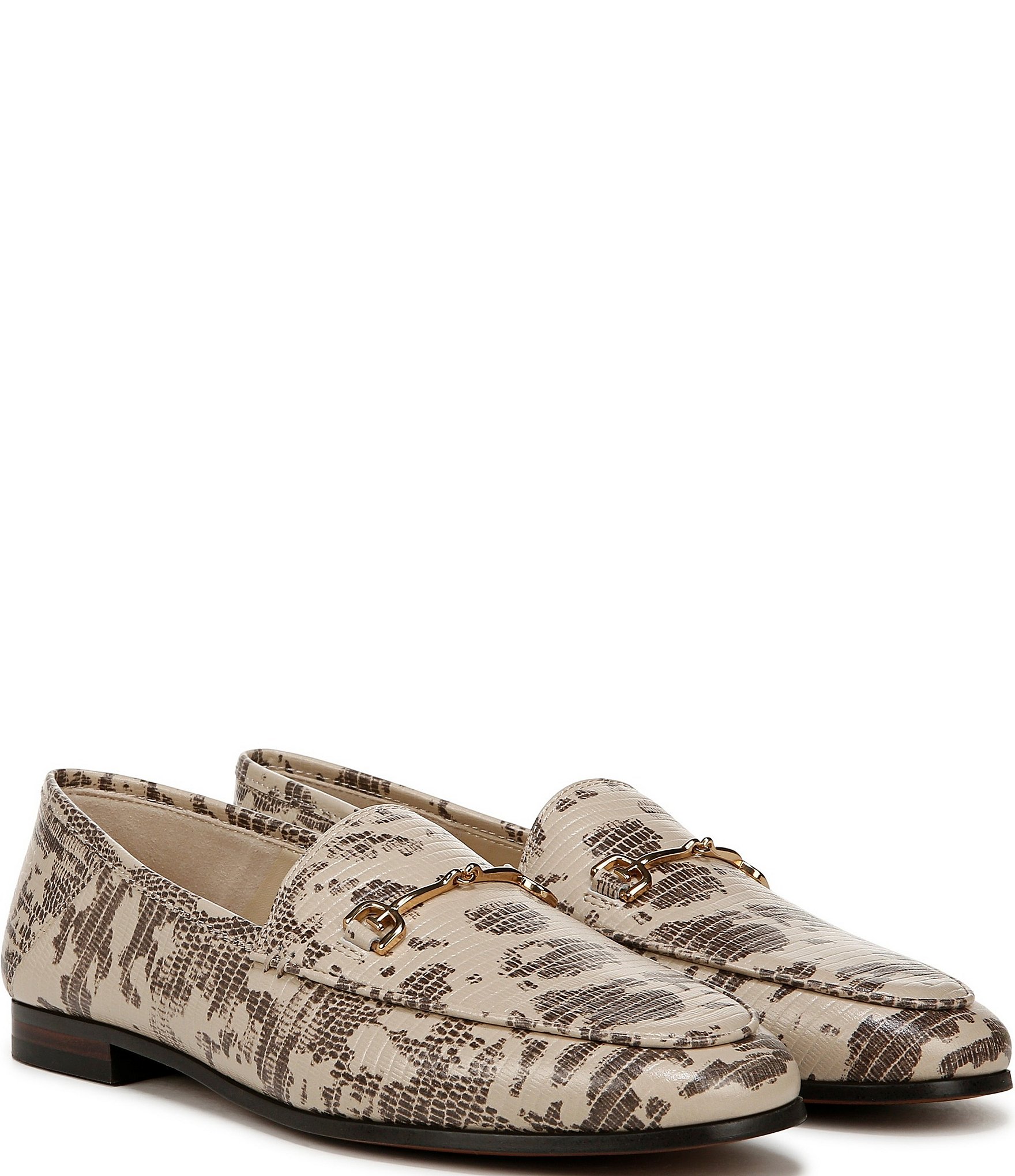 Sam Edelman Loraine Lizard Print Leather Bit Buckle Flat Loafers